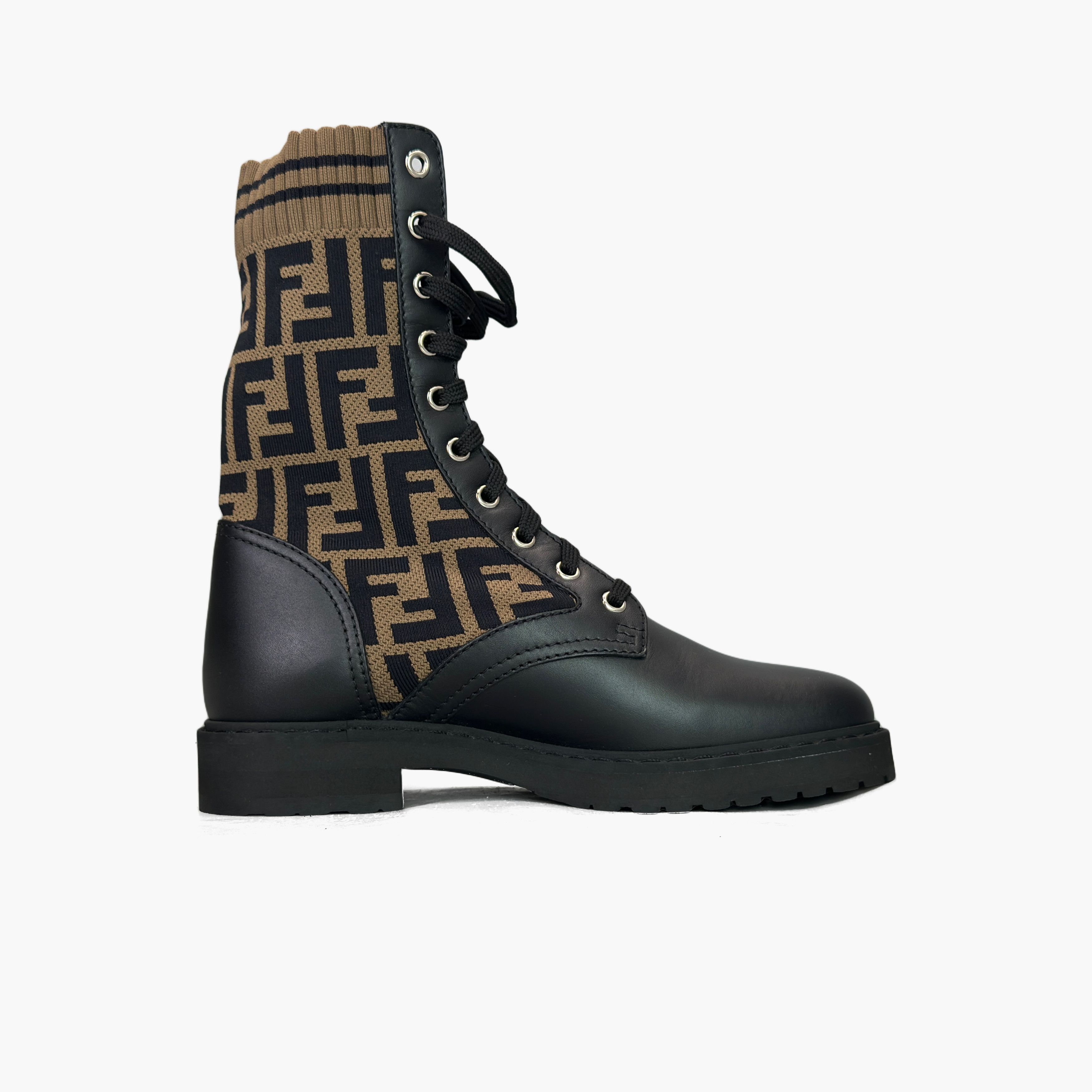 Fendi Fendi FF Logo Knit Lace-Up Boots Size 36 Size US 6 / IT 36 - 2 Thumbnail