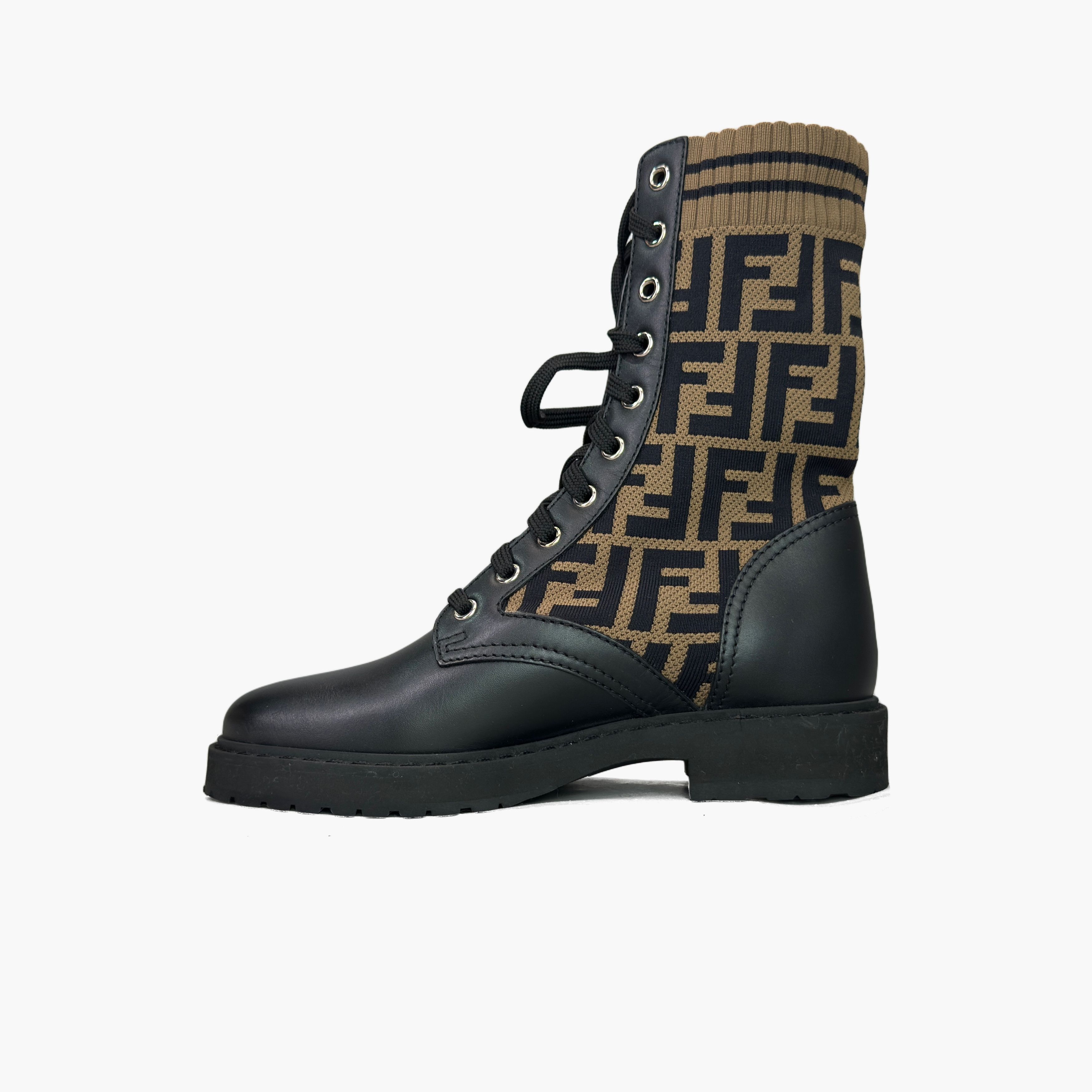 Fendi Fendi FF Logo Knit Lace-Up Boots Size 36 Size US 6 / IT 36 - 3 Thumbnail