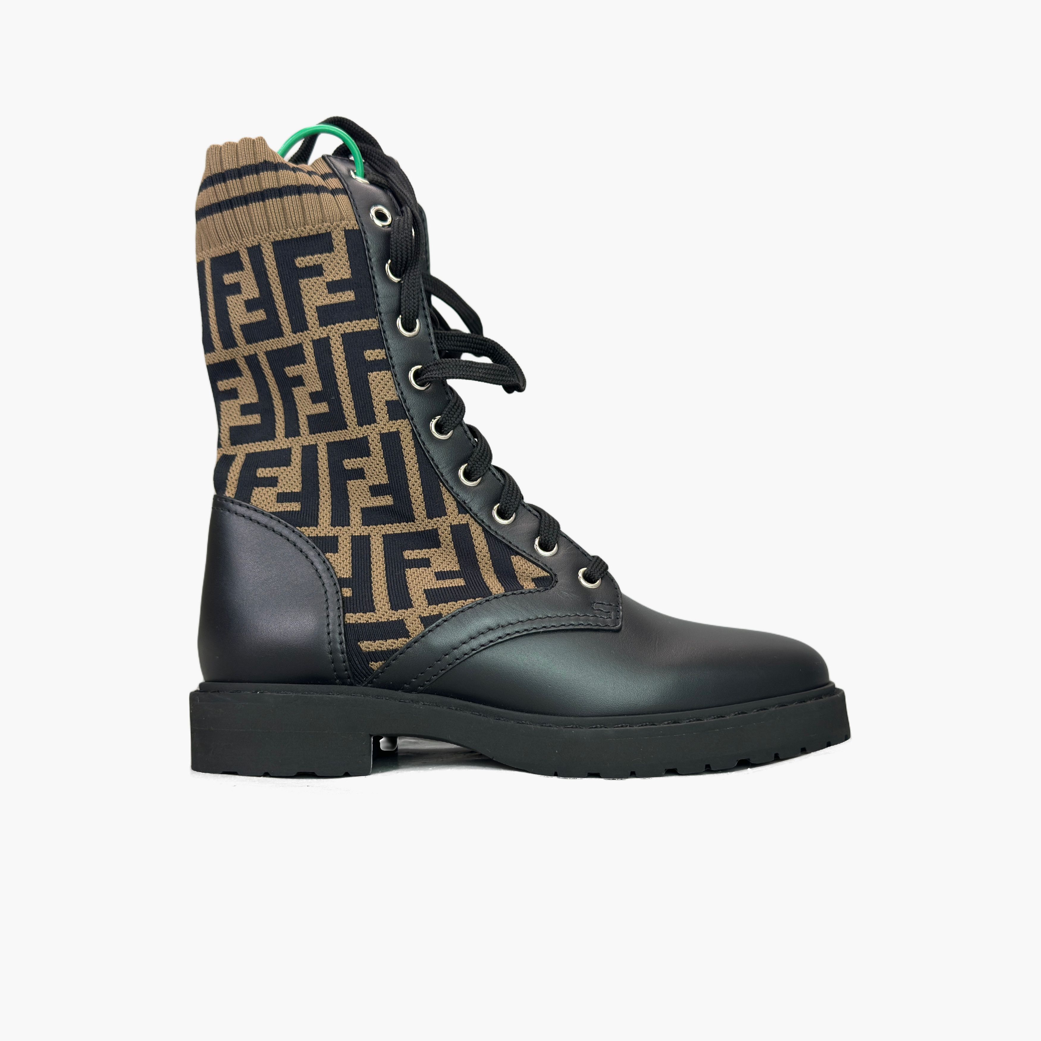 Fendi Fendi FF Logo Knit Lace-Up Boots Size 36 Size US 6 / IT 36 - 4 Thumbnail