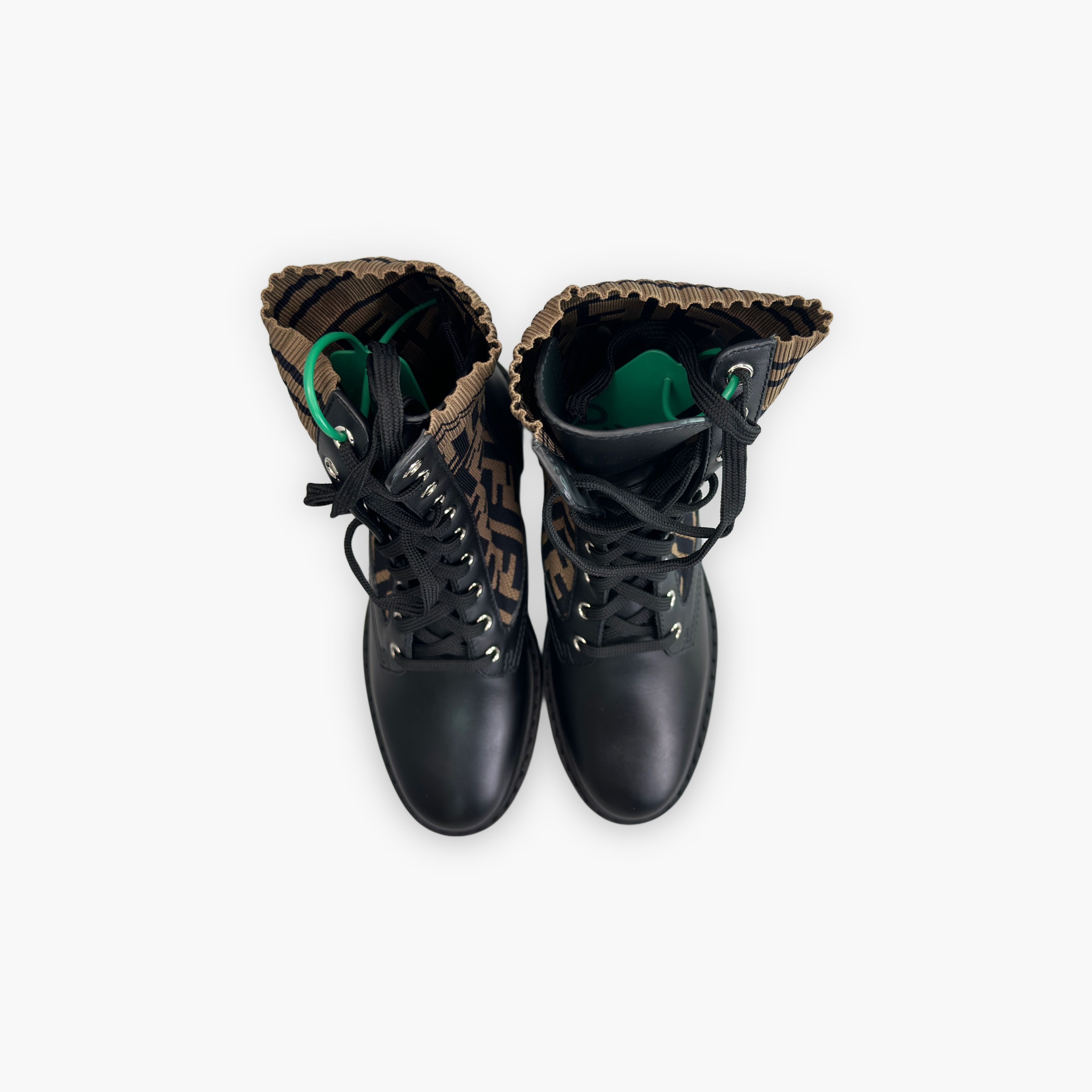 Fendi Fendi FF Logo Knit Lace-Up Boots Size 36 Size US 6 / IT 36 - 9 Thumbnail