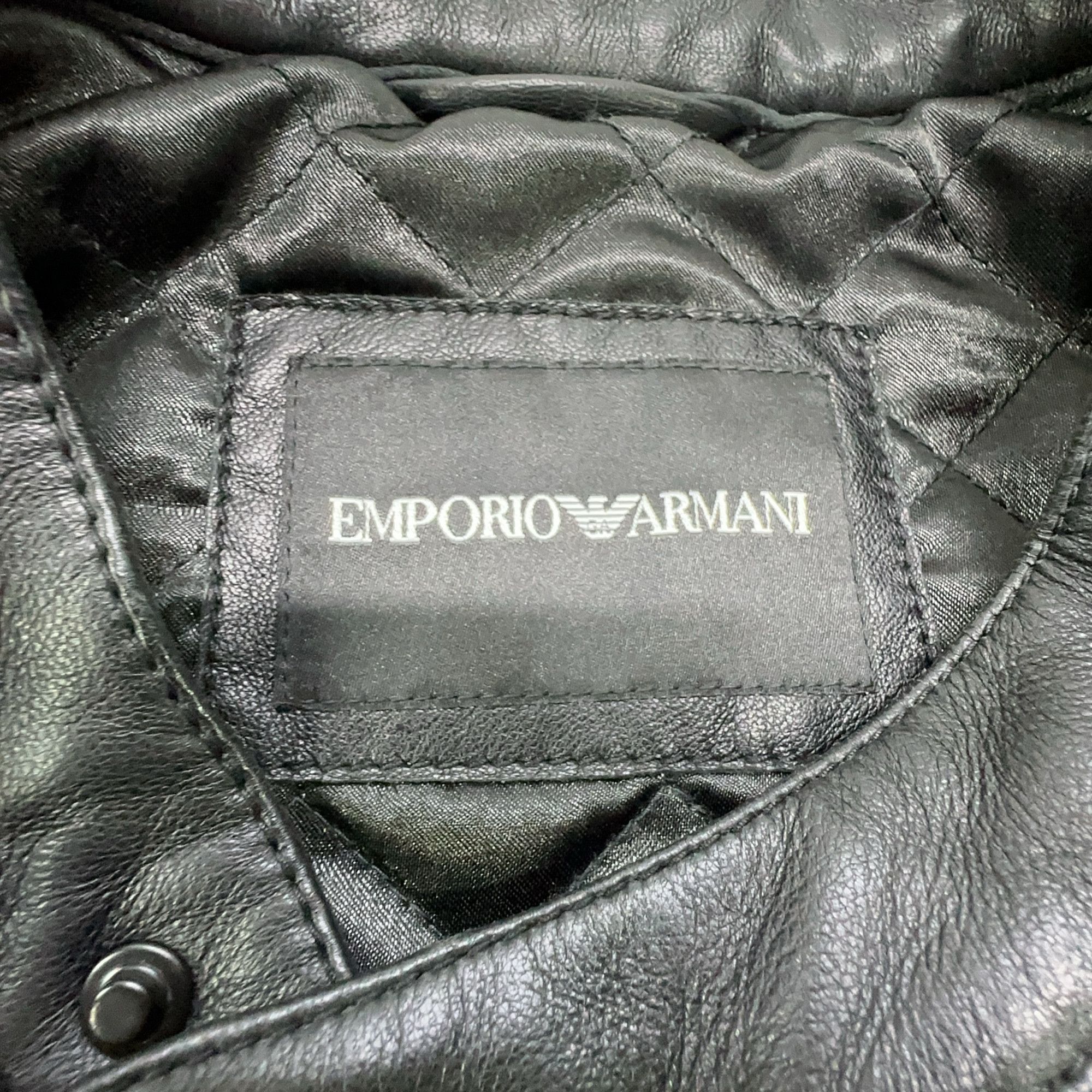 Emporio Armani Emporio Armani Quilted Lamb Leather Jacket Size L Size US L / EU 52-54 / 3 - 3 Thumbnail