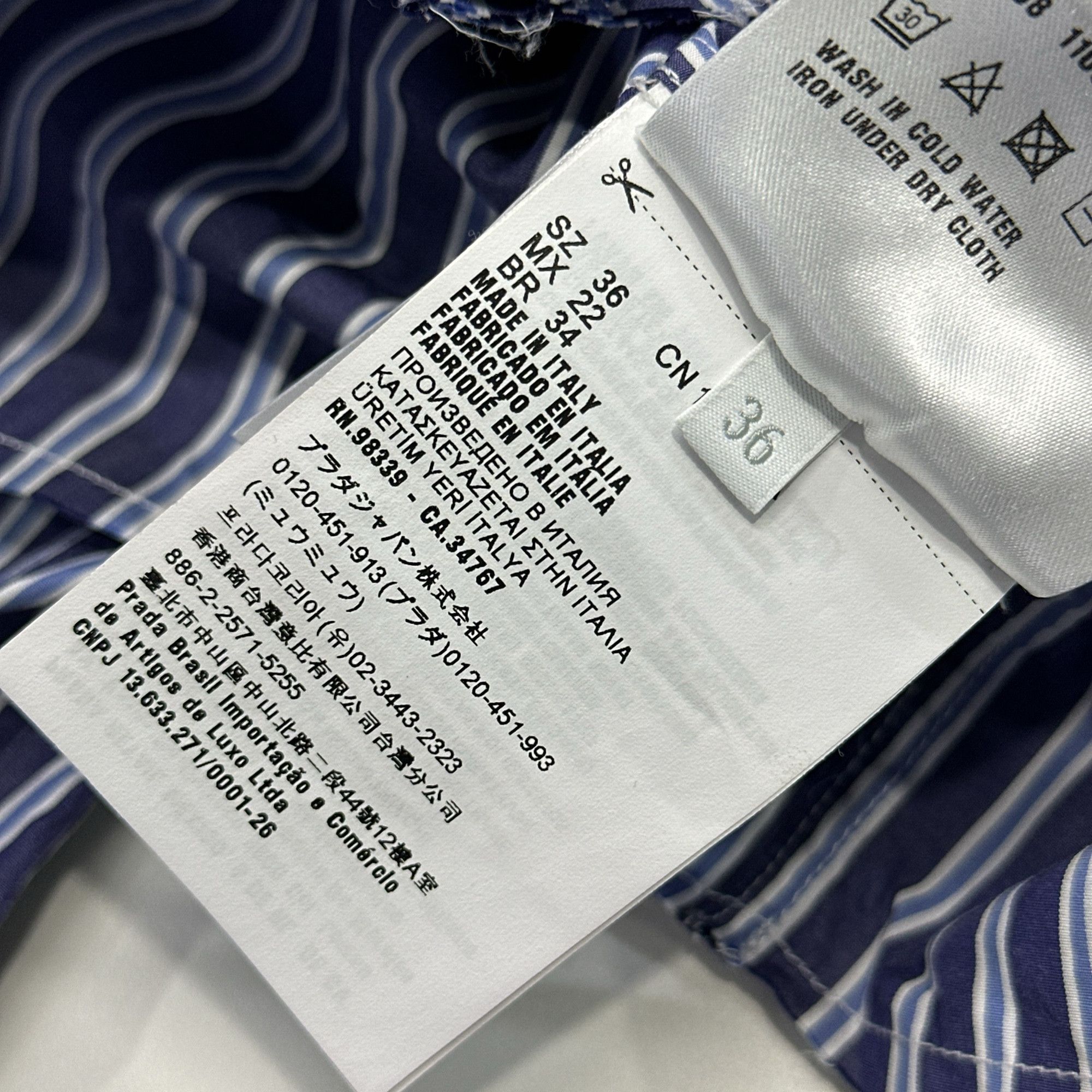Miu Miu Miu Miu Striped Cotton Button Up Shirt Size 36 Size XS / US 0-2 / IT 36-38 - 4 Thumbnail