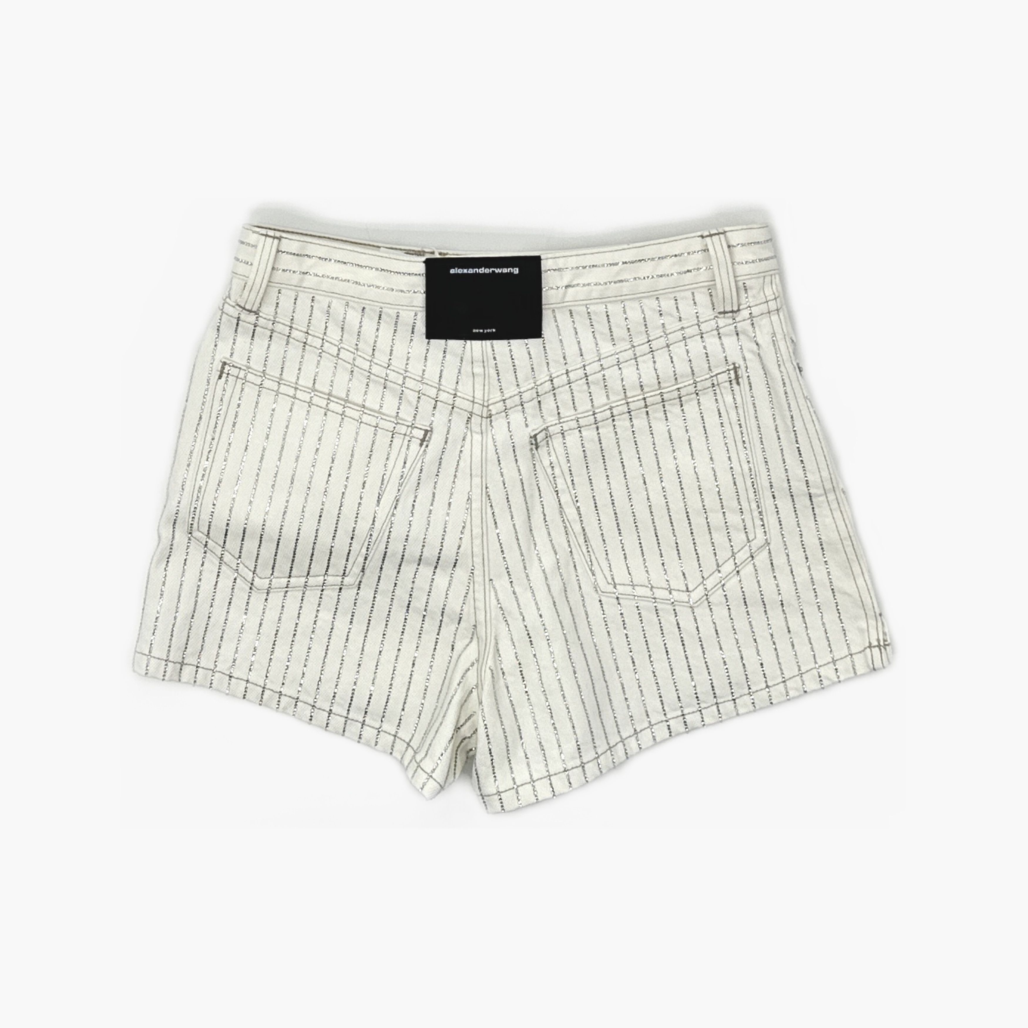 Alexander Wang Alexander Wang Crystal Stripe Denim Shorts Size 26 Size 26" / US 2 / IT 38 - 2 Thumbnail