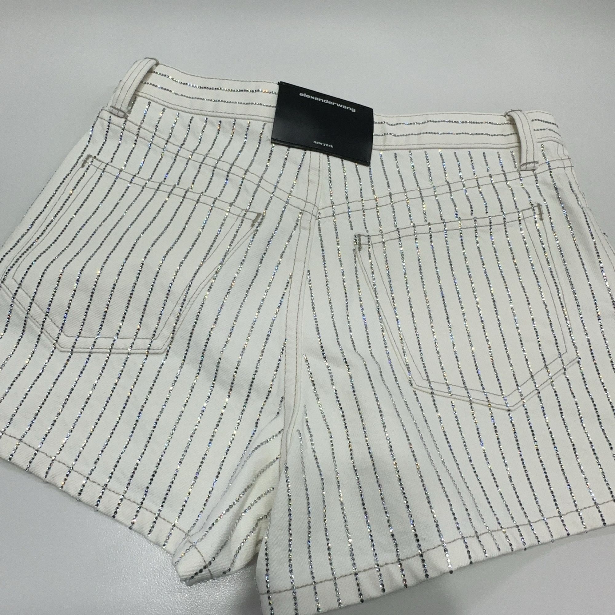 Alexander Wang Alexander Wang Crystal Stripe Denim Shorts Size 26 Size 26" / US 2 / IT 38 - 9 Thumbnail