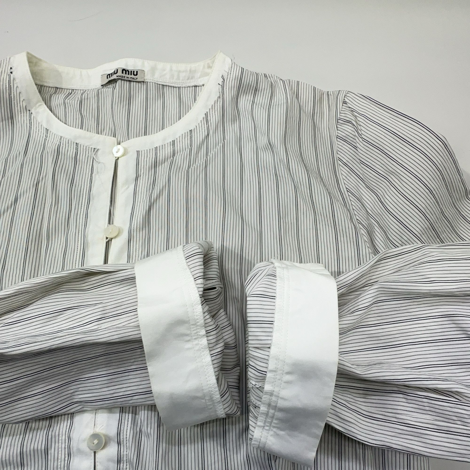 Miu Miu Miu Miu Striped Cotton Button Up Shirt Size 42 Size M / US 6-8 / IT 42-44 - 7 Thumbnail