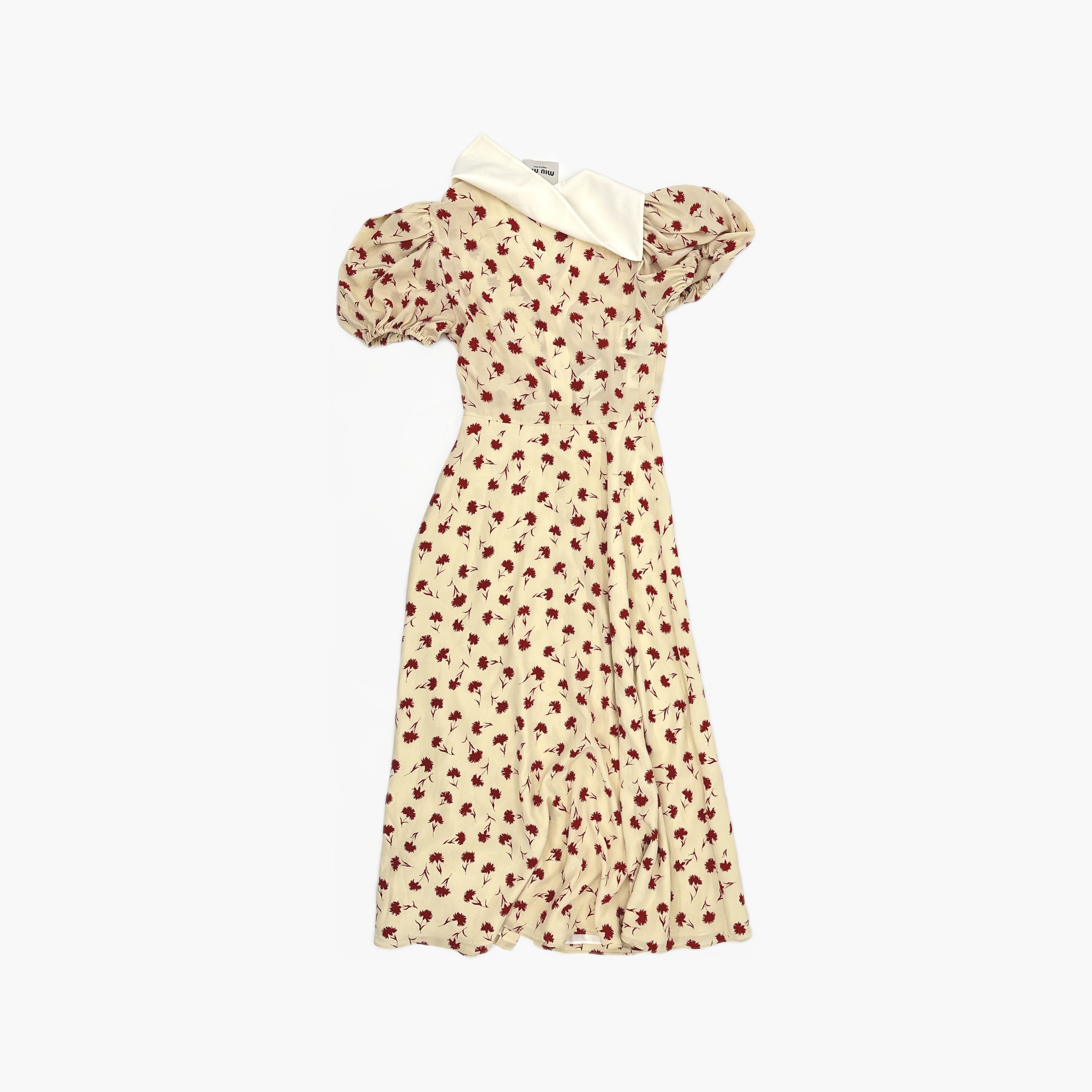 Miu Miu Miu Miu Floral Silk Midi Dress Size 36 Size XS / US 0-2 / IT 36-38 - 2 Thumbnail