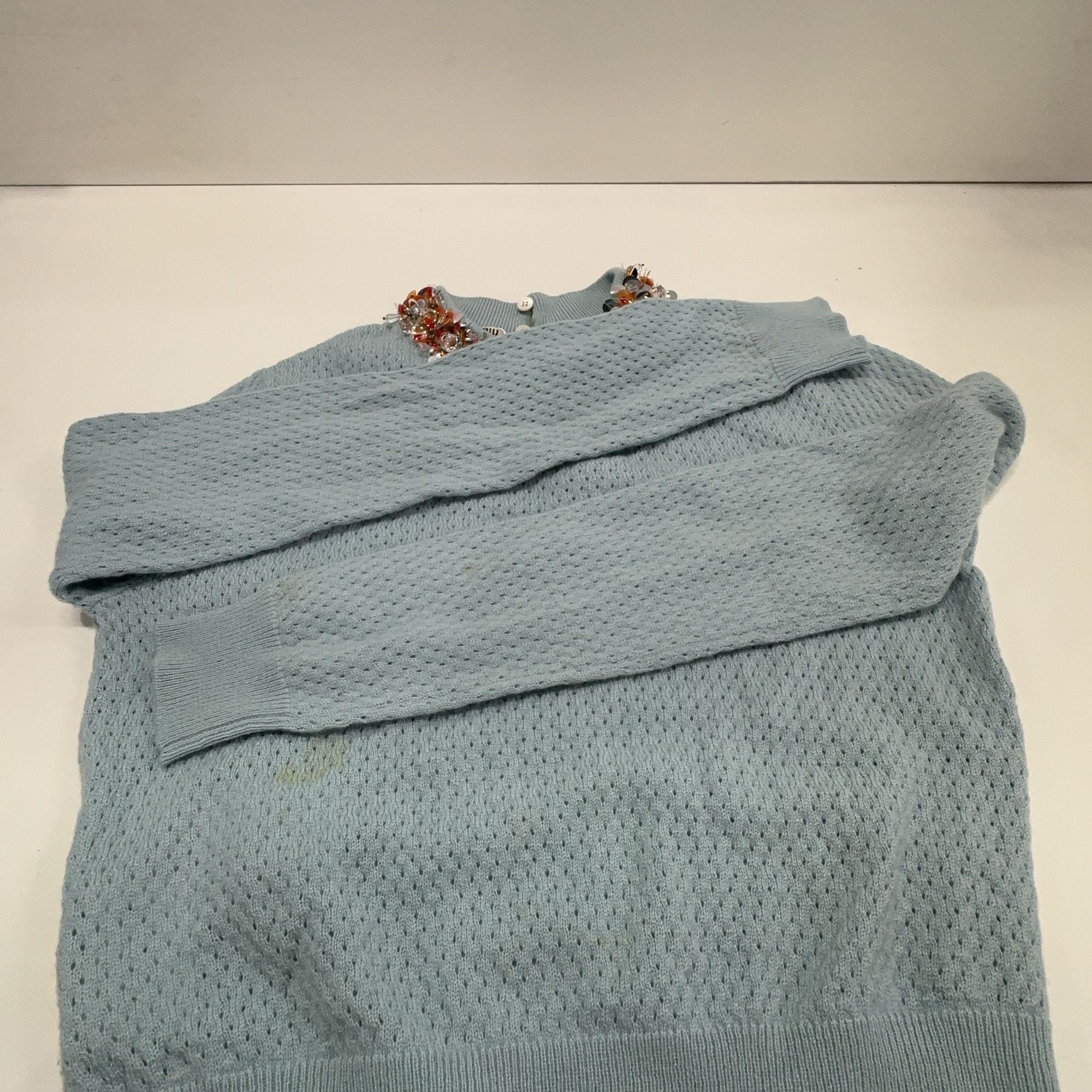 Miu Miu Miu Miu Beaded Embellished Sweater Blue Size 36 Size XS / US 0-2 / IT 36-38 - 10 Thumbnail