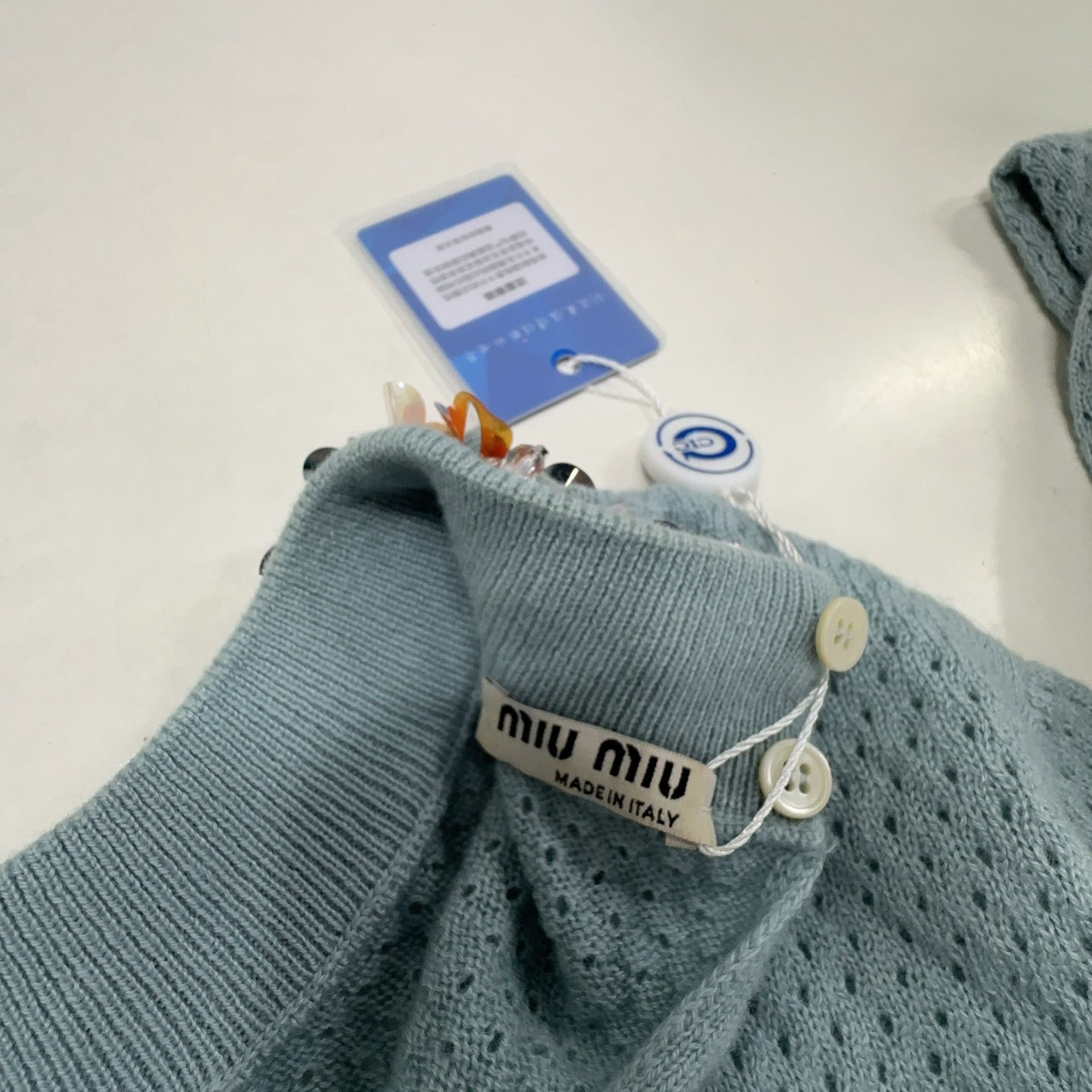 Miu Miu Miu Miu Beaded Embellished Sweater Blue Size 36 Size XS / US 0-2 / IT 36-38 - 6 Thumbnail