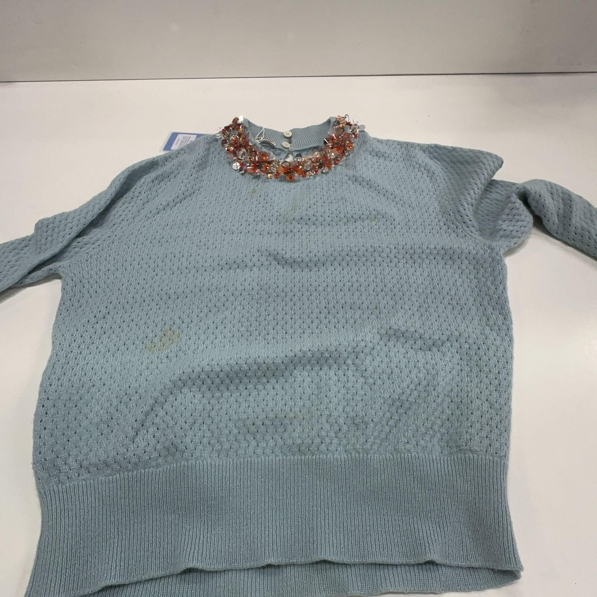 Miu Miu Miu Miu Beaded Embellished Sweater Blue Size 36 Size XS / US 0-2 / IT 36-38 - 8 Thumbnail
