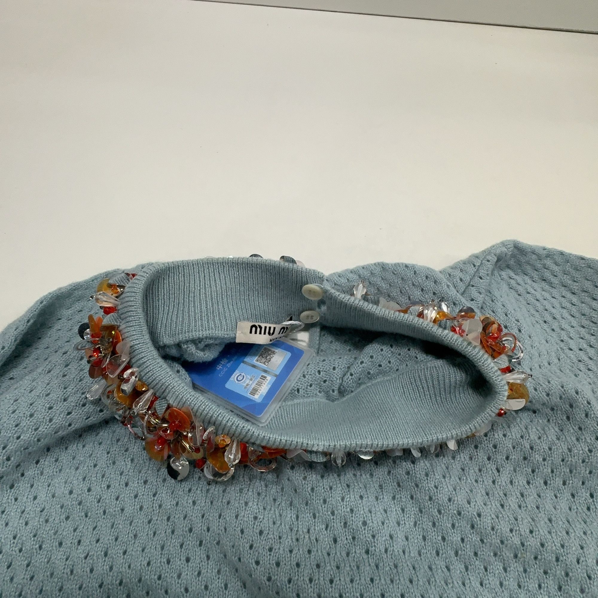 Miu Miu Miu Miu Beaded Embellished Sweater Blue Size 36 Size XS / US 0-2 / IT 36-38 - 9 Thumbnail