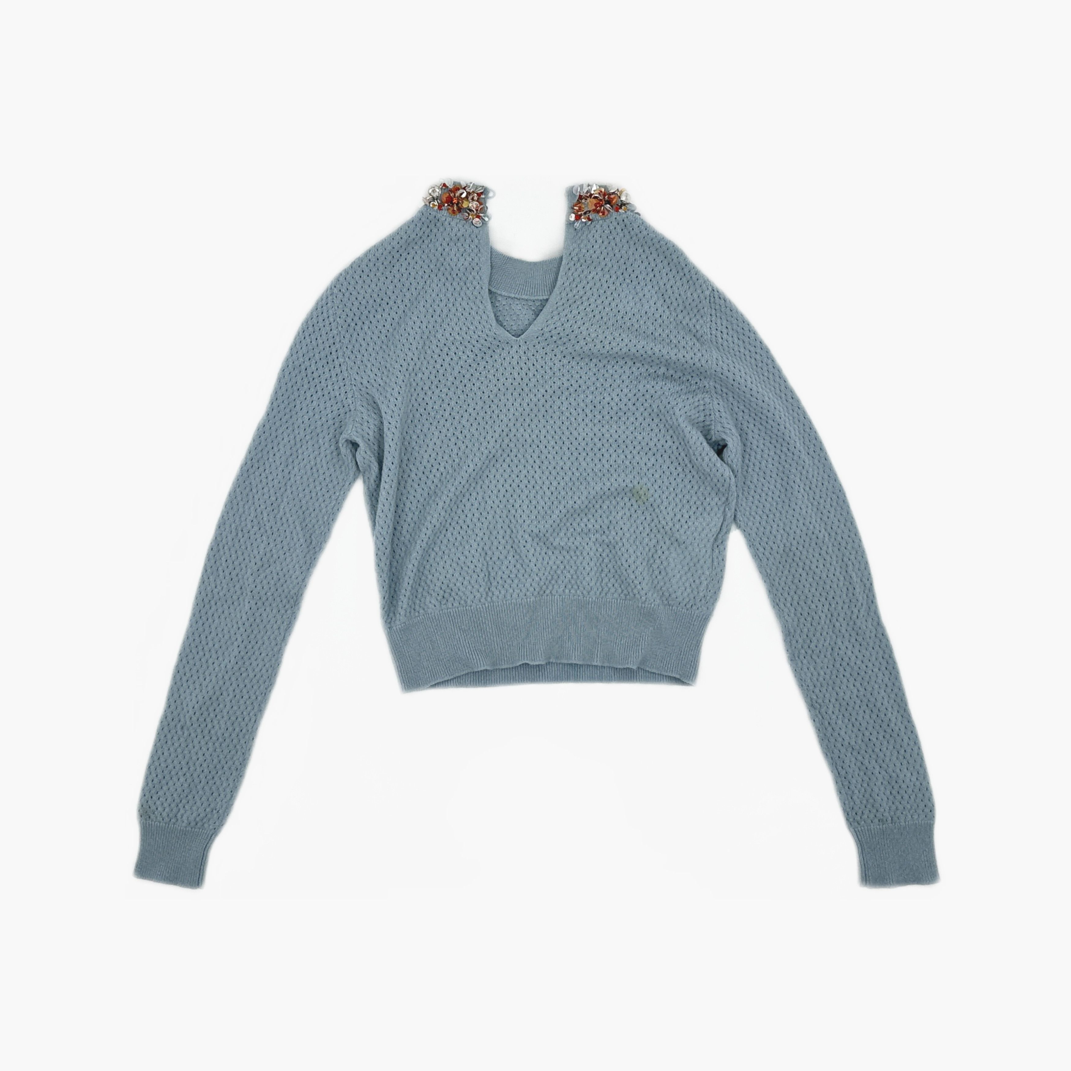Miu Miu Miu Miu Beaded Embellished Sweater Blue Size 36 Size XS / US 0-2 / IT 36-38 - 2 Thumbnail