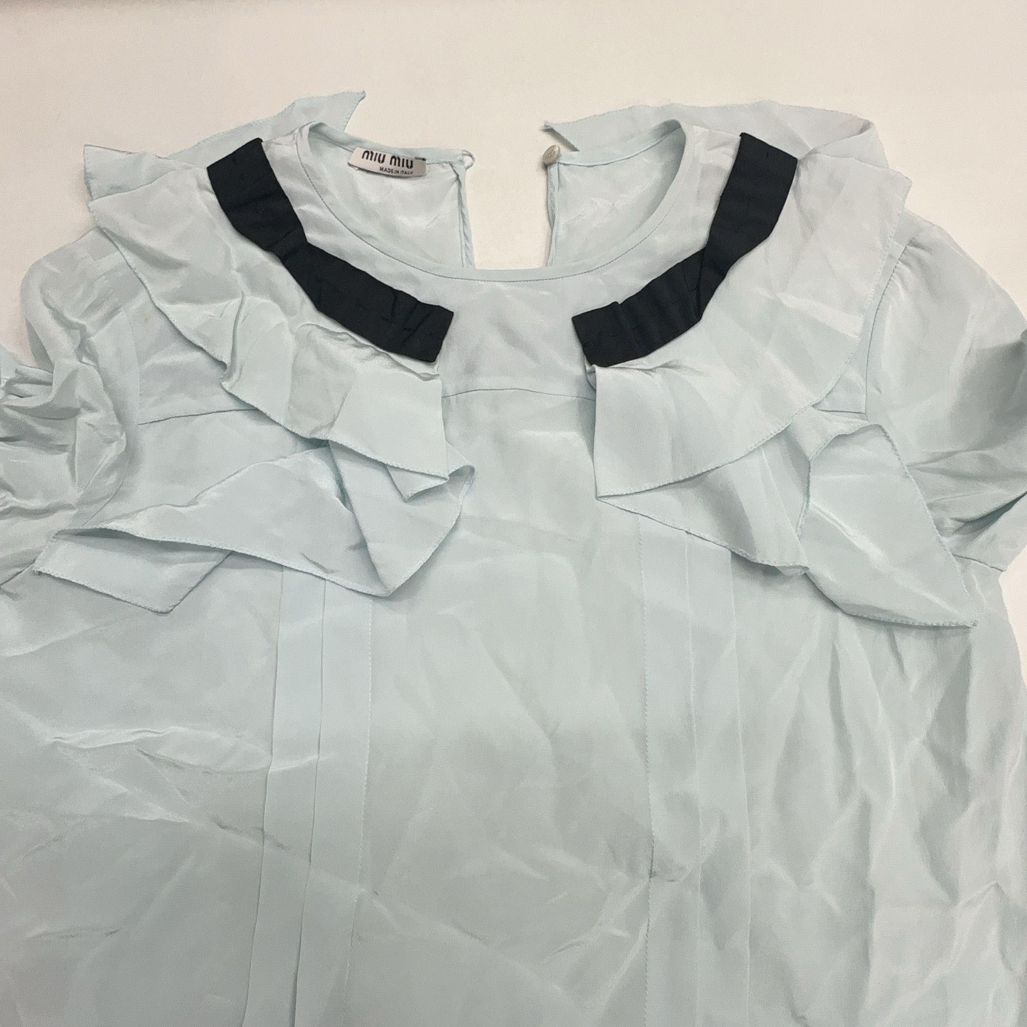 Miu Miu Miu Miu Blue Ruffle Trim Blouse Size 38 Size XS / US 0-2 / IT 36-38 - 9 Thumbnail