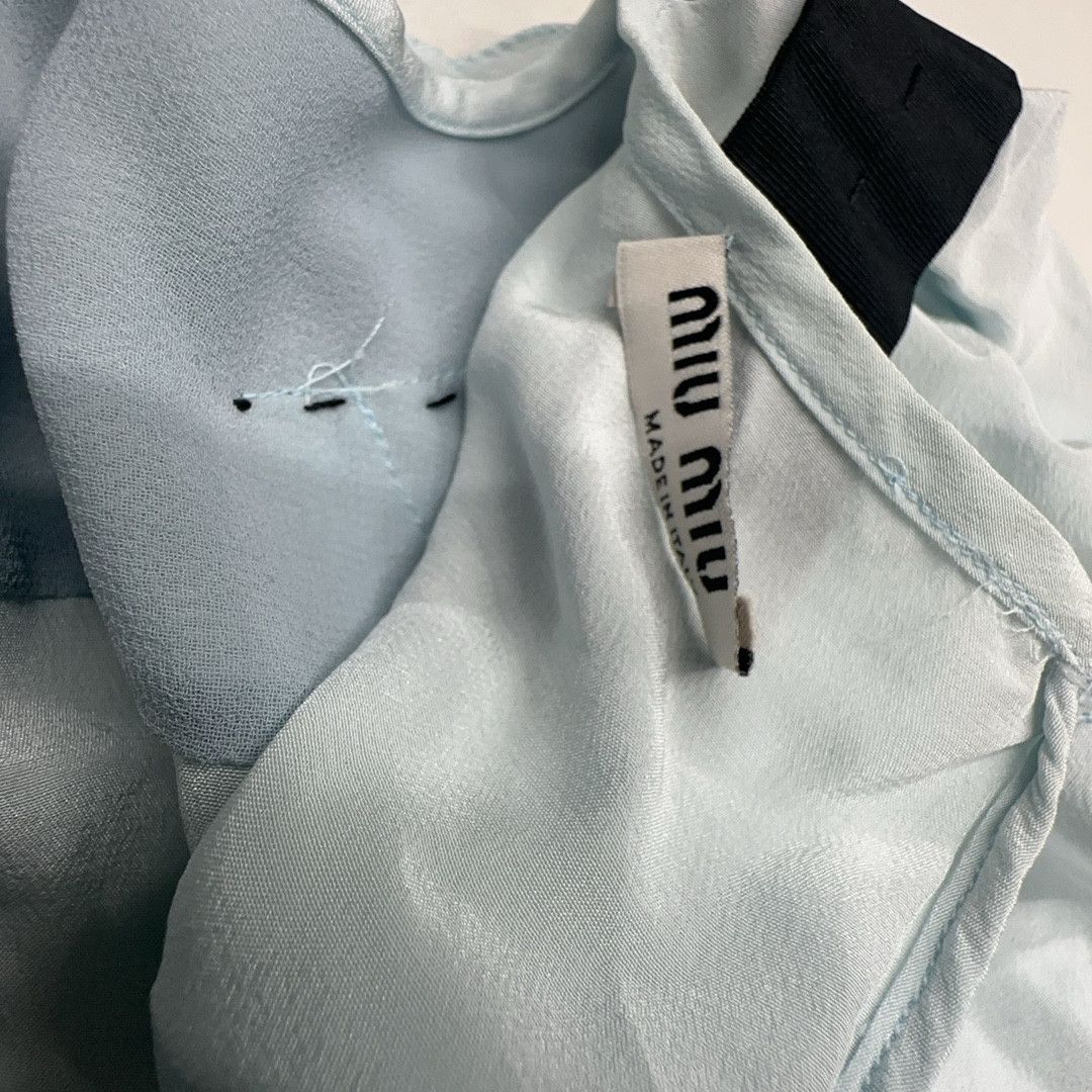 Miu Miu Miu Miu Blue Ruffle Trim Blouse Size 38 Size XS / US 0-2 / IT 36-38 - 5 Thumbnail