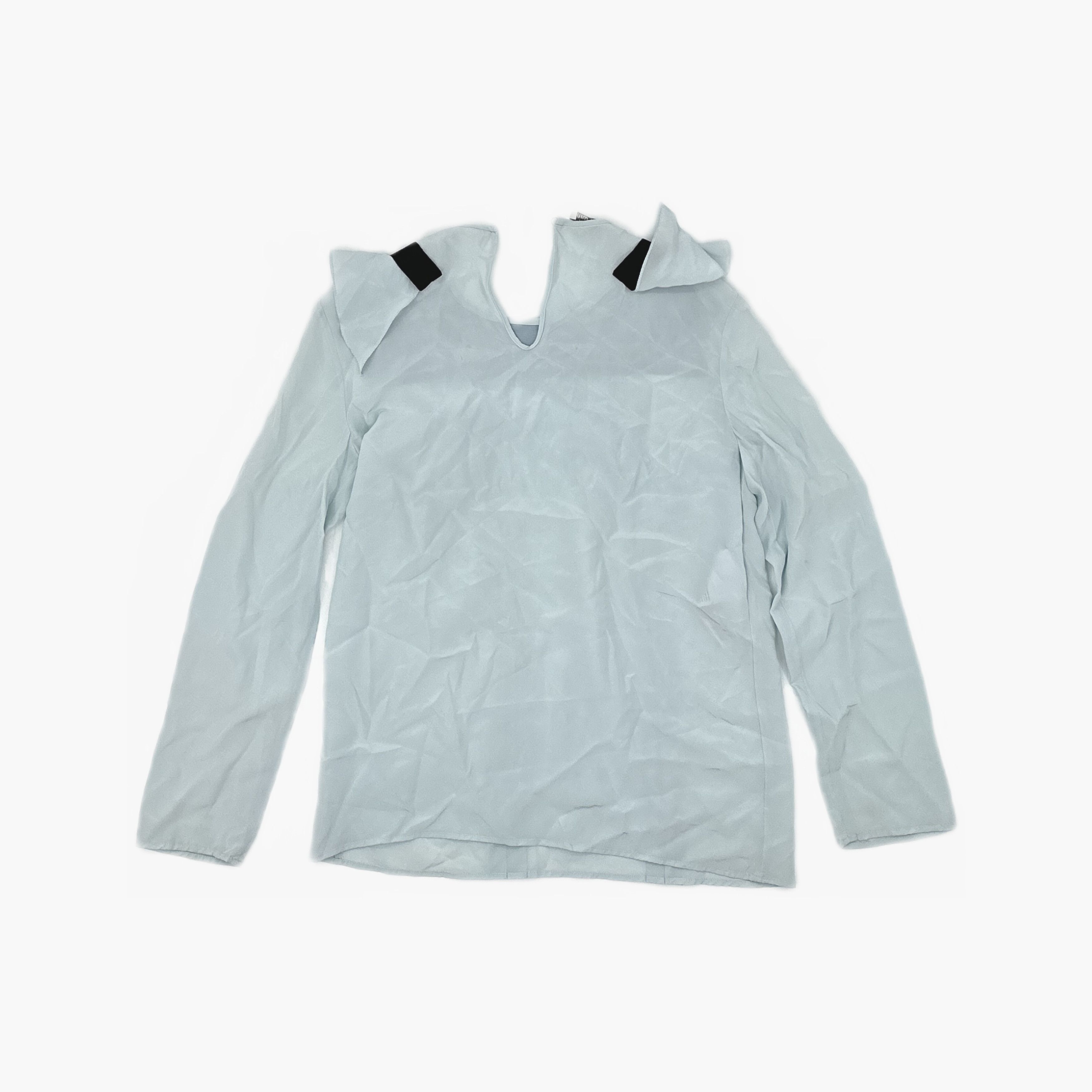 Miu Miu Miu Miu Blue Ruffle Trim Blouse Size 38 Size XS / US 0-2 / IT 36-38 - 2 Thumbnail