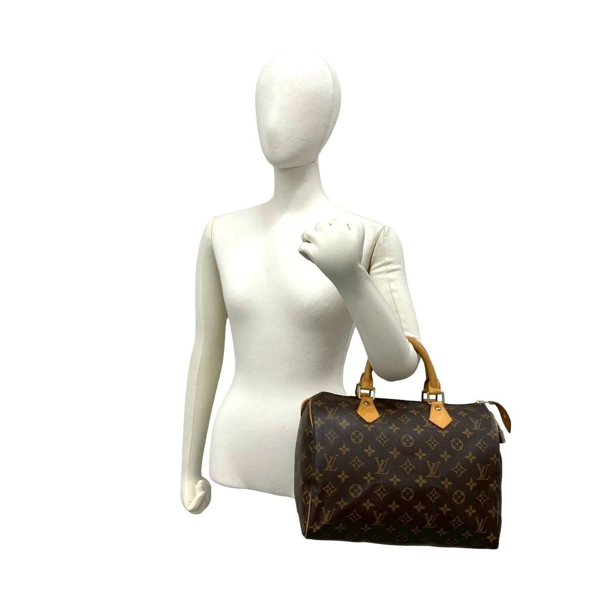 Louis Vuitton Louis Vuitton Vintage Speedy 30 Monogram Pattern Leather Handbag Boston Bag Brown 08881 Size ONE SIZE - 2 Thumbnail
