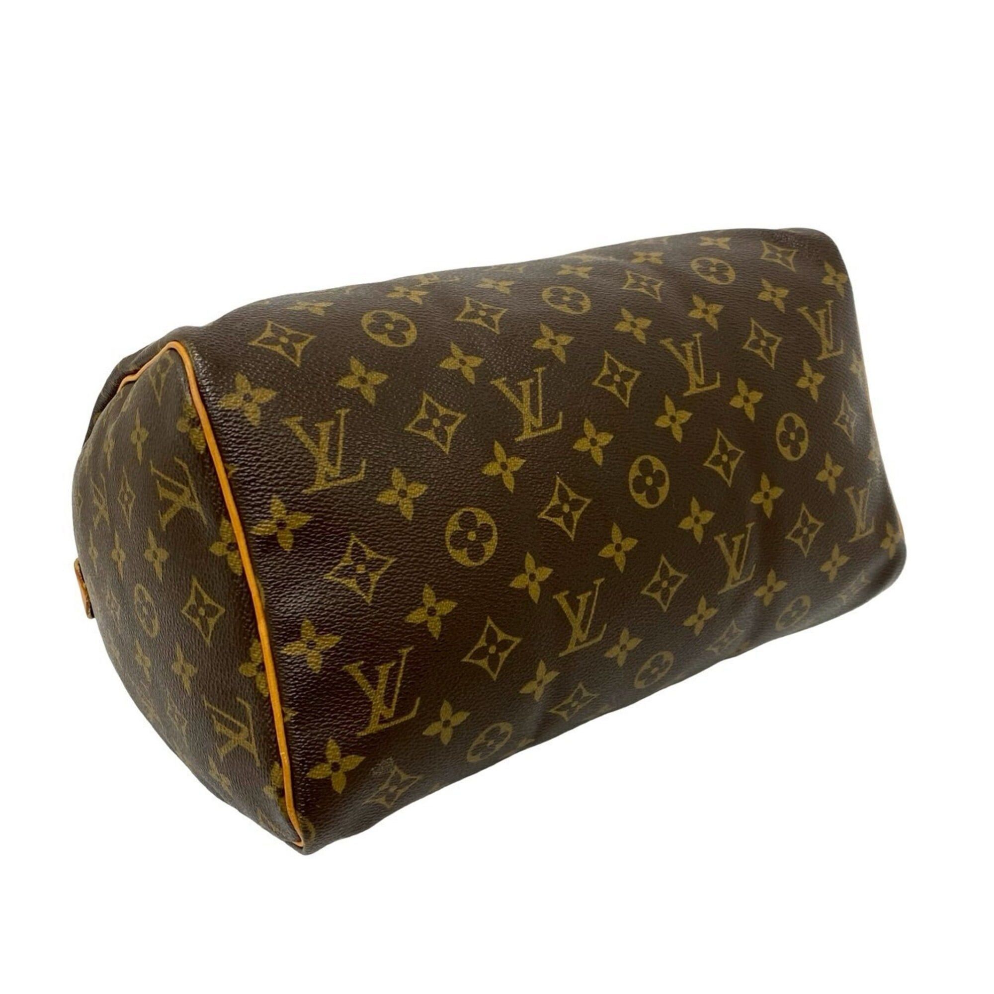 Louis Vuitton Louis Vuitton Vintage Speedy 30 Monogram Pattern Leather Handbag Boston Bag Brown 08881 Size ONE SIZE - 7 Thumbnail
