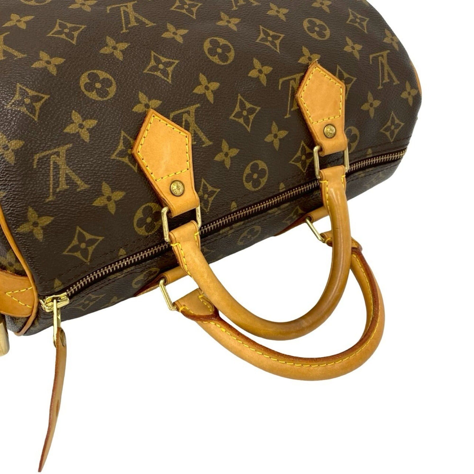 Louis Vuitton Louis Vuitton Vintage Speedy 30 Monogram Pattern Leather Handbag Boston Bag Brown 08881 Size ONE SIZE - 4 Thumbnail