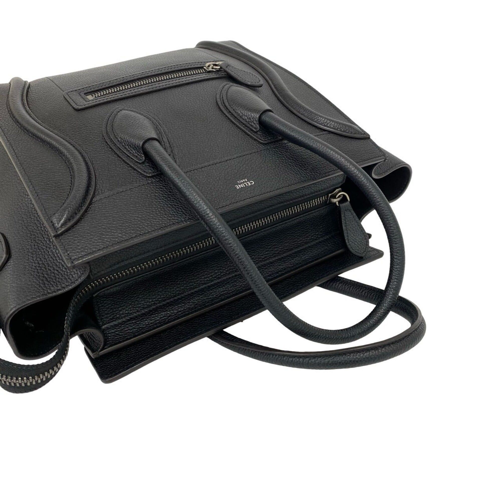 Celine CELINE Luggage Micro Leather Handbag, Boston Bag, Tote Black 33968 Size ONE SIZE - 4 Thumbnail