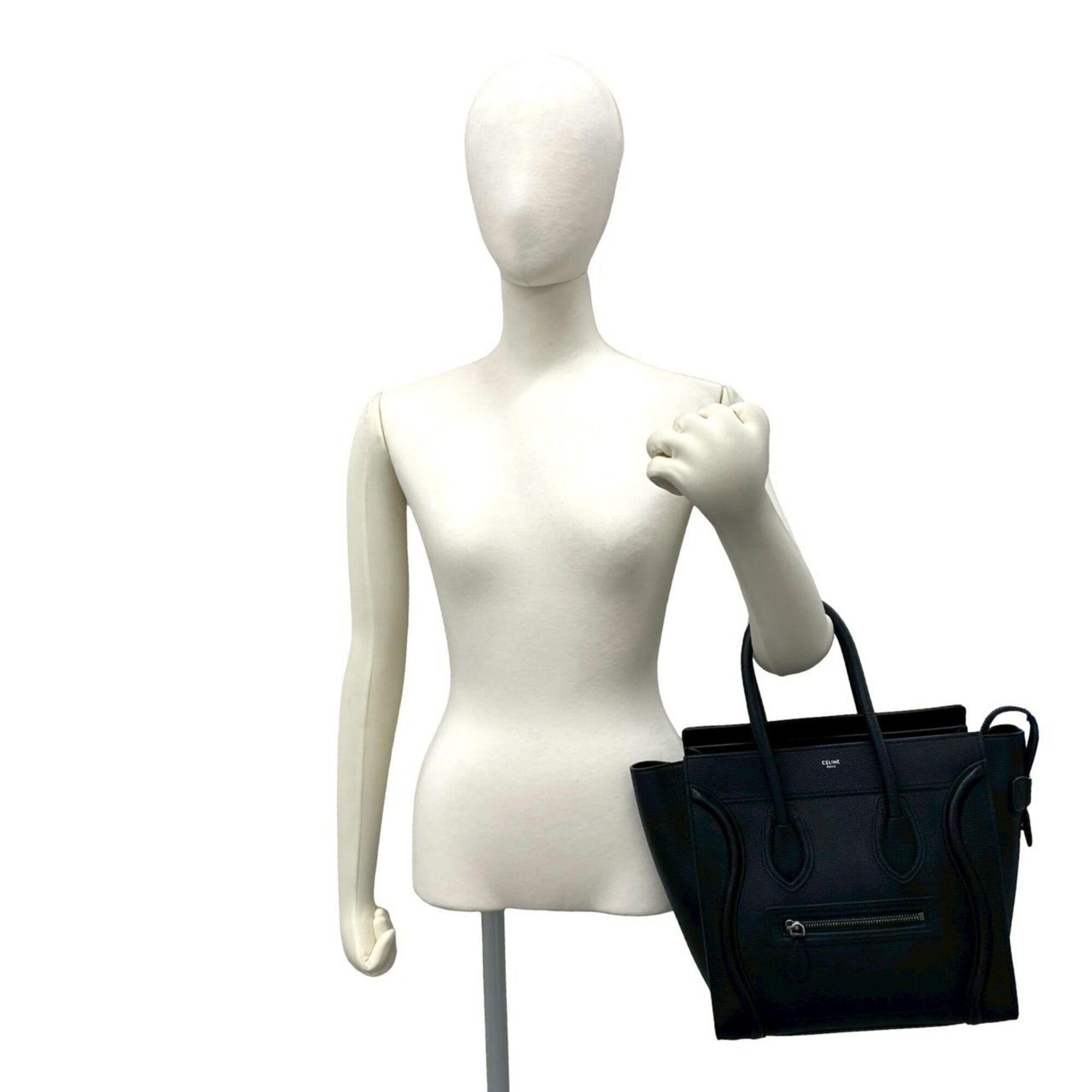 Celine CELINE Luggage Micro Leather Handbag, Boston Bag, Tote Black 33968 Size ONE SIZE - 2 Thumbnail