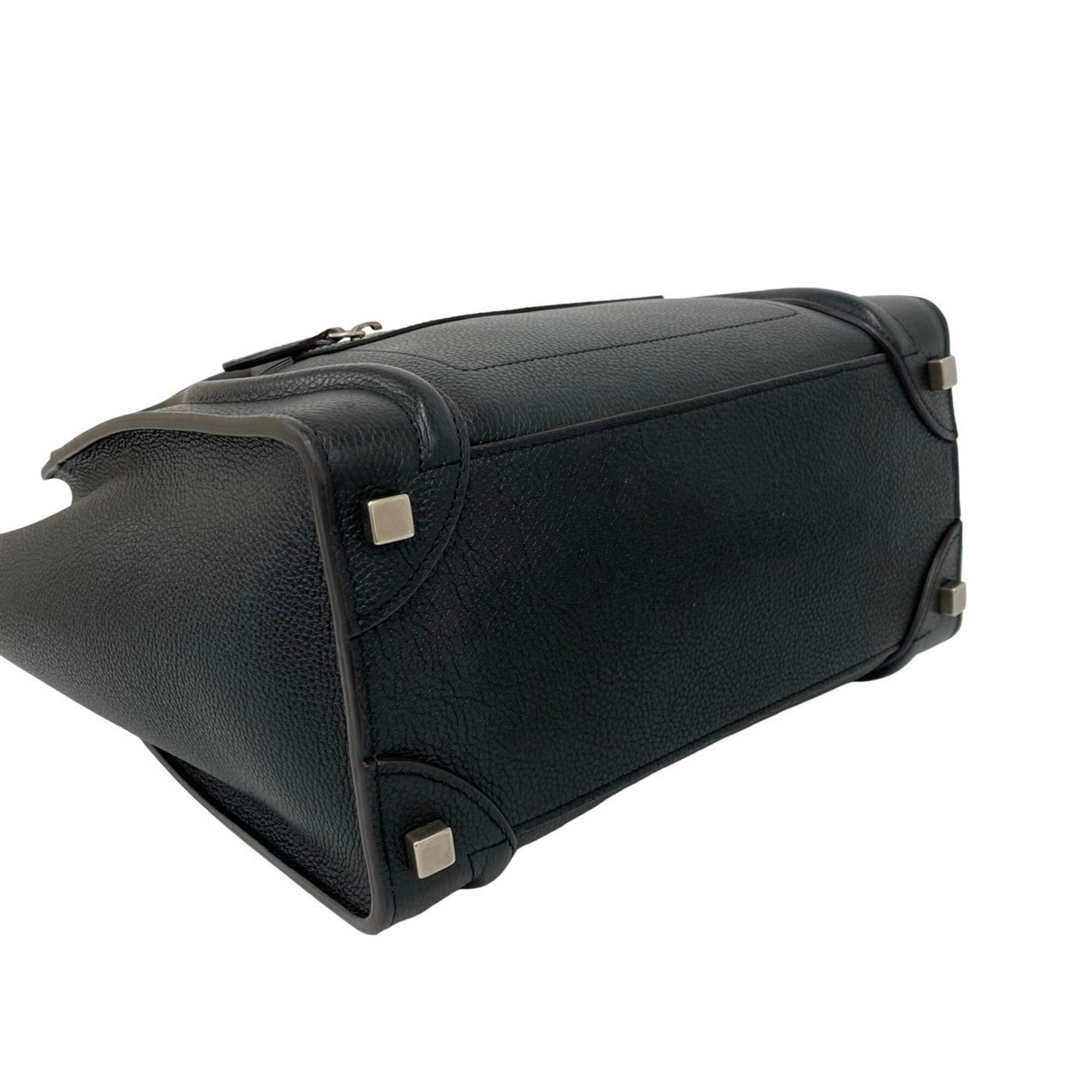 Celine CELINE Luggage Micro Leather Handbag, Boston Bag, Tote Black 33968 Size ONE SIZE - 7 Thumbnail