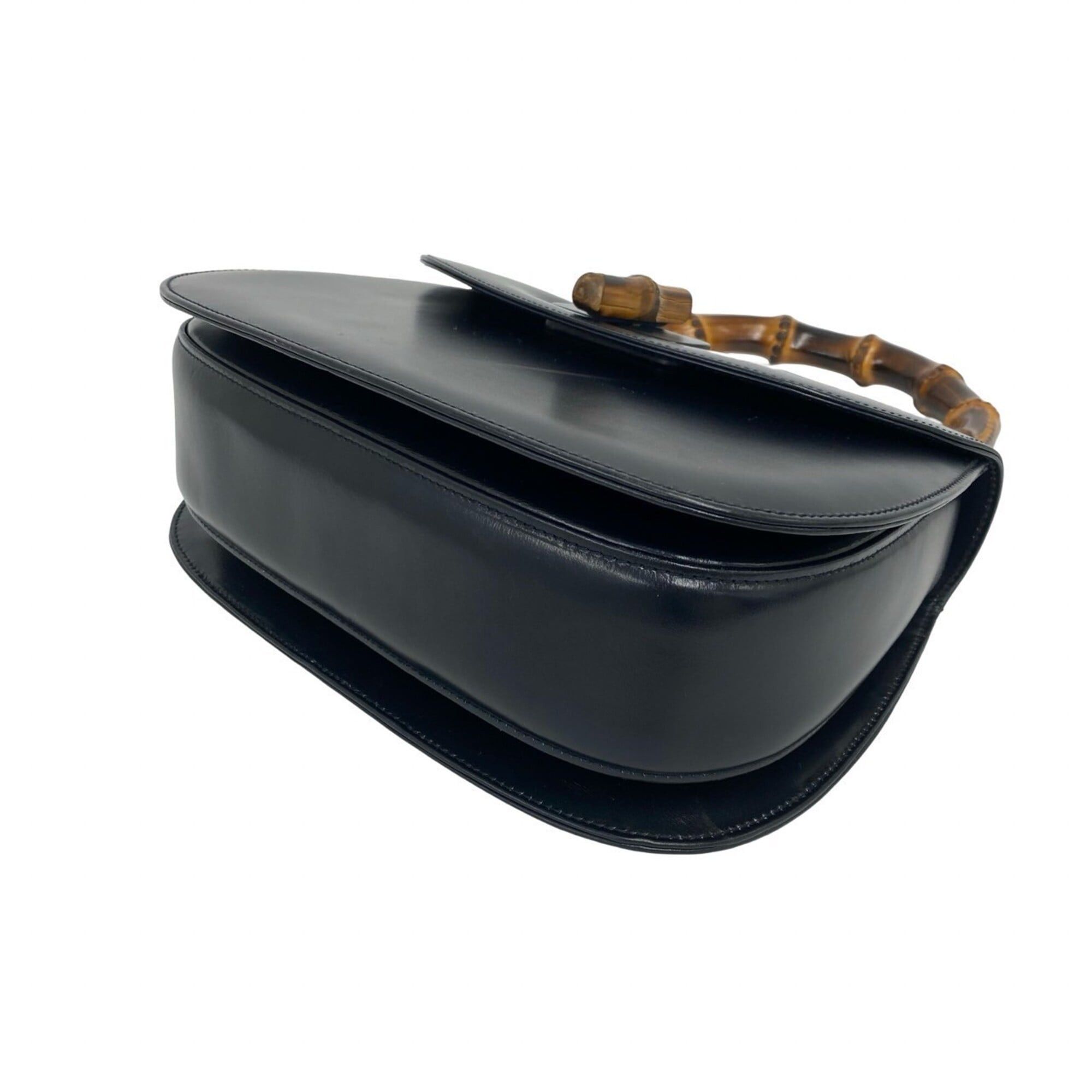 Gucci GUCCI Vintage Bamboo Leather 2-Way Handbag/Shoulder Bag, Black, 84898 Size ONE SIZE - 8 Thumbnail