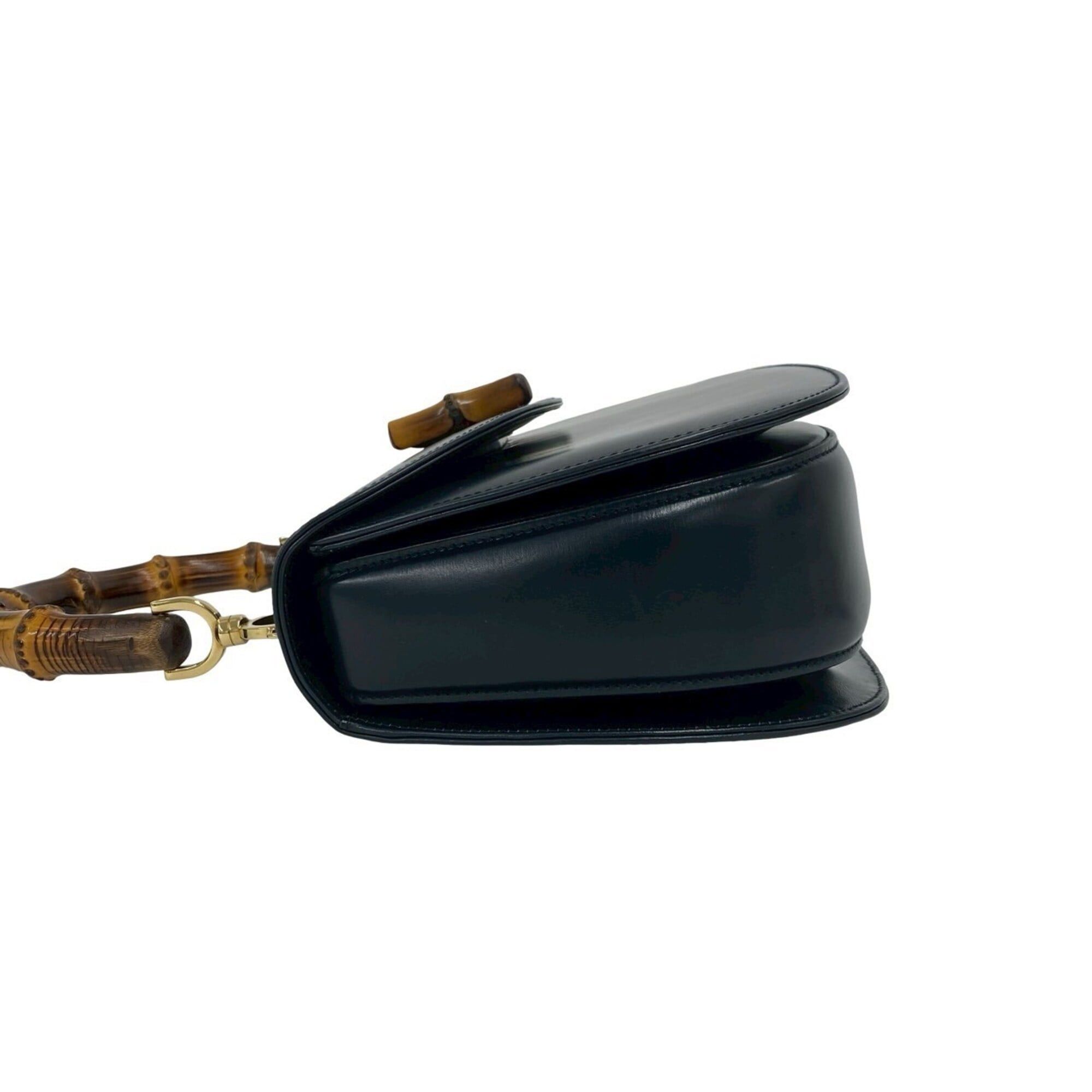 Gucci GUCCI Vintage Bamboo Leather 2-Way Handbag/Shoulder Bag, Black, 84898 Size ONE SIZE - 5 Thumbnail