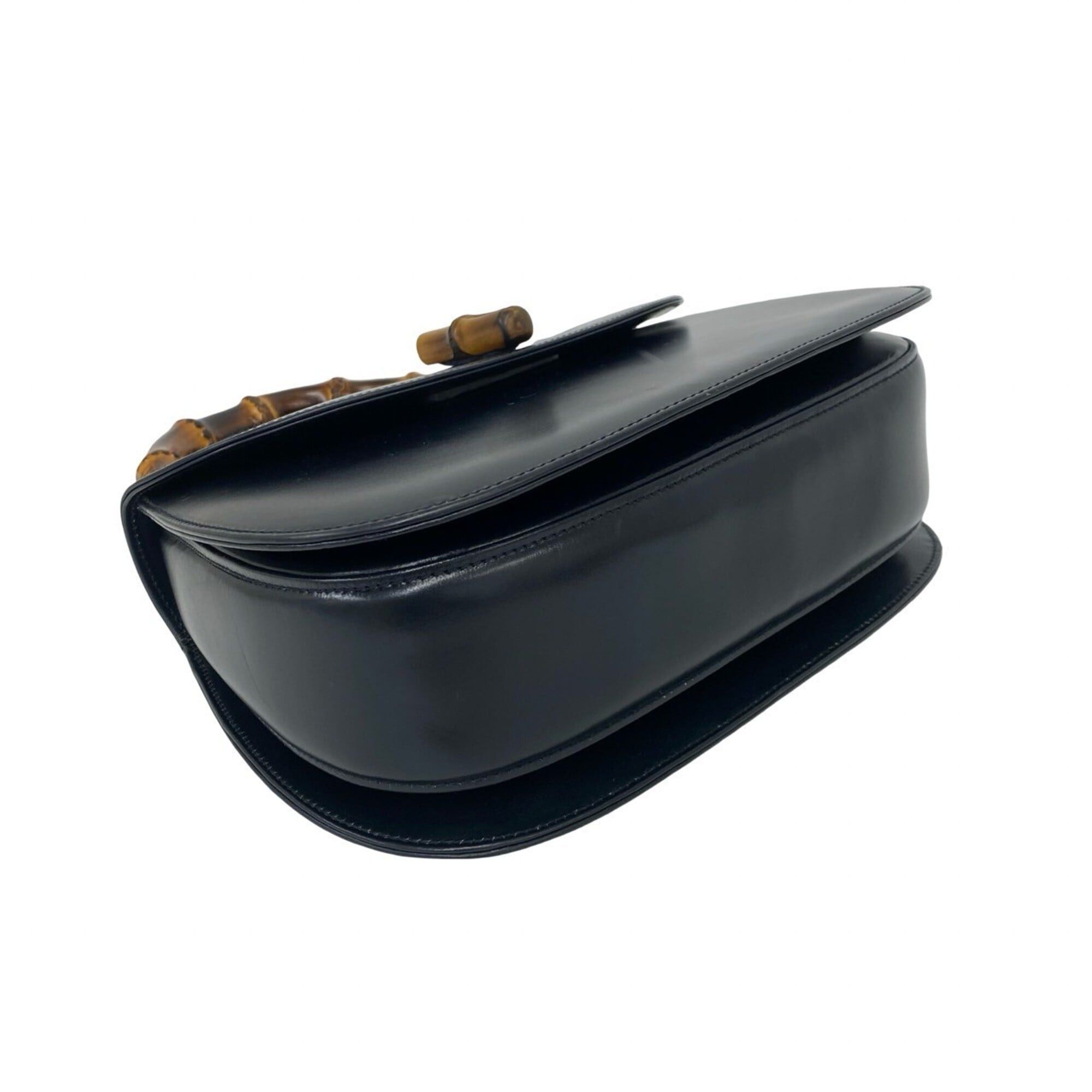 Gucci GUCCI Vintage Bamboo Leather 2-Way Handbag/Shoulder Bag, Black, 84898 Size ONE SIZE - 7 Thumbnail