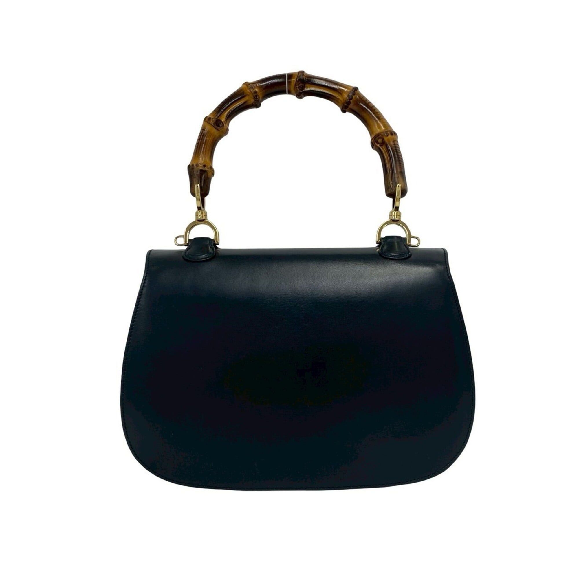 Gucci GUCCI Vintage Bamboo Leather 2-Way Handbag/Shoulder Bag, Black, 84898 Size ONE SIZE - 3 Thumbnail