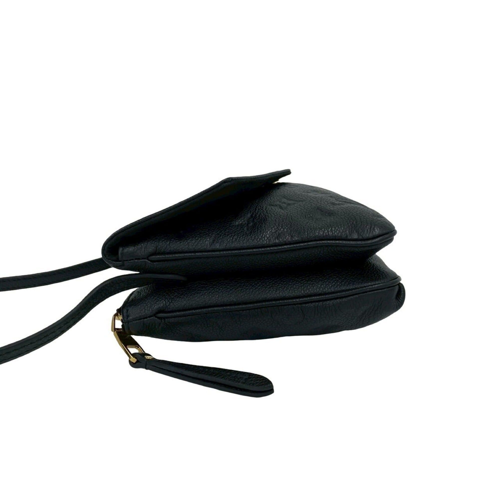 Louis Vuitton LOUIS VUITTON Twice Monogram Empreinte Leather Shoulder Bag, Black, 83232 Size ONE SIZE - 5 Thumbnail