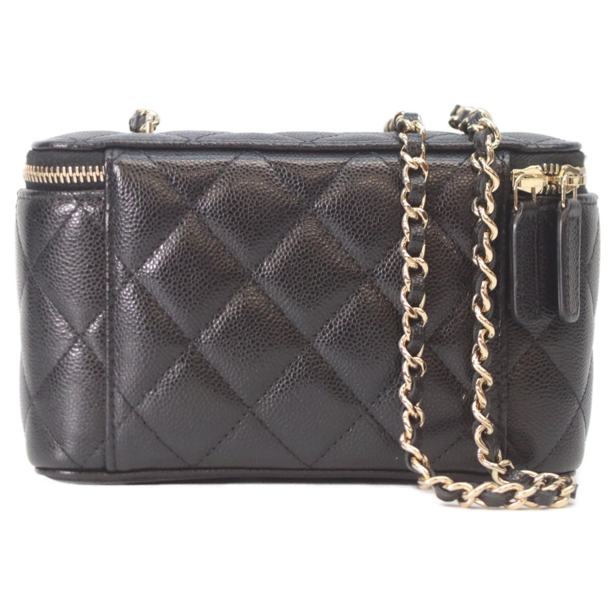 Chanel CHANEL AP1341 Black Caviar Leather Vanity Chain Shoulder Bag with Gold Hardware (Women's) Size ONE SIZE - 3 Thumbnail