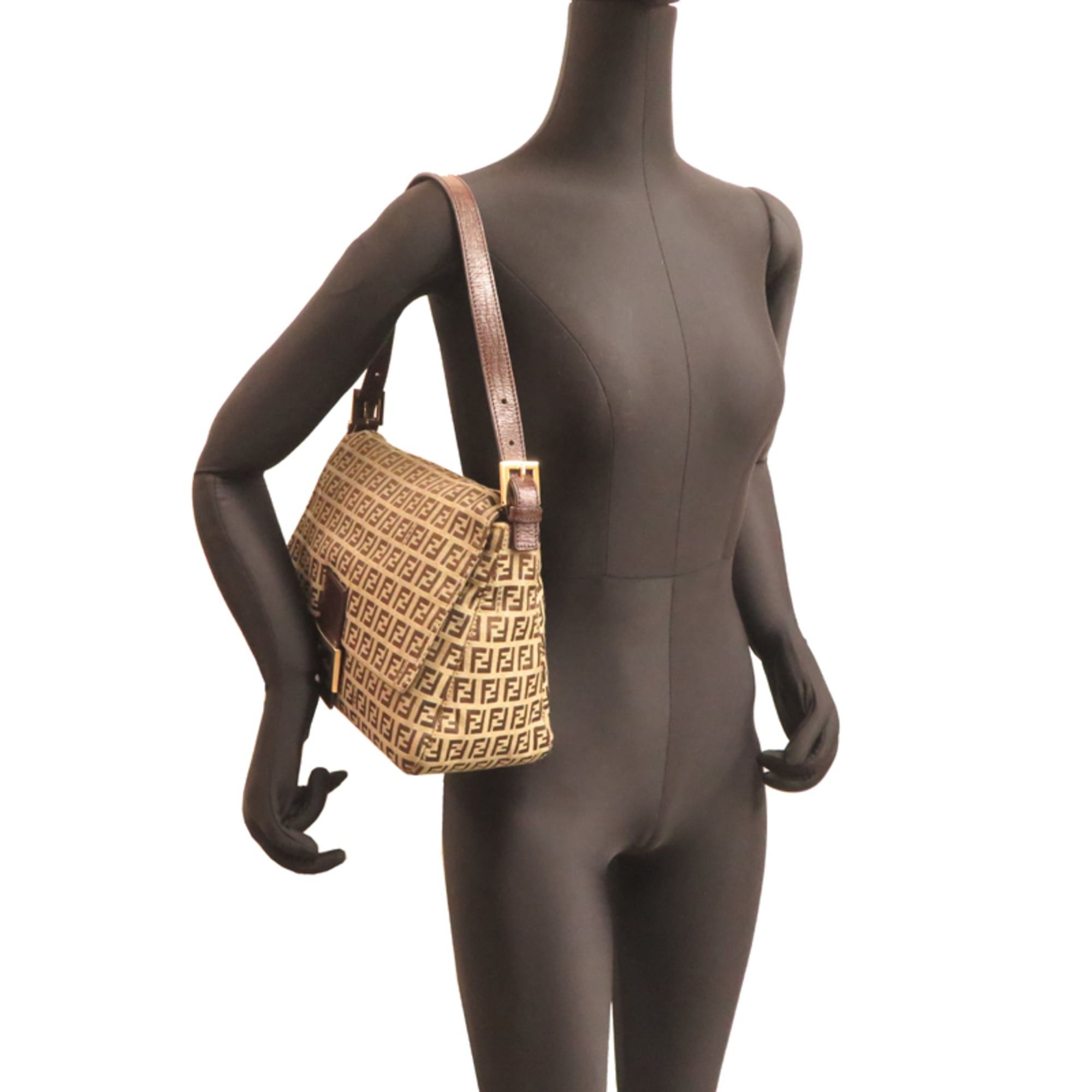 Fendi Fendi Zucchino Women's Shoulder Bag 8BR001 Canvas Brown Size ONE SIZE - 8 Thumbnail