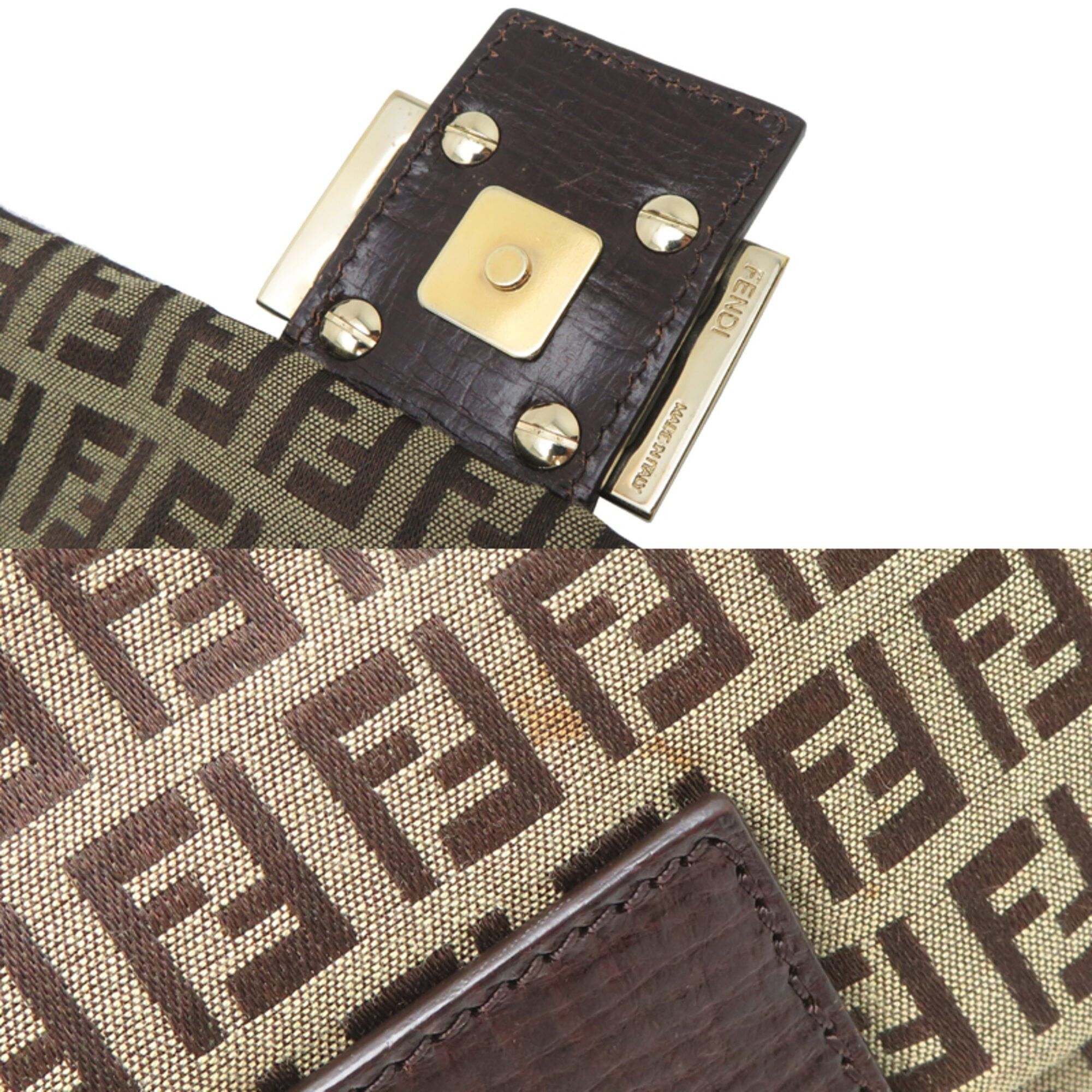 Fendi Fendi Zucchino Women's Shoulder Bag 8BR001 Canvas Brown Size ONE SIZE - 10 Thumbnail