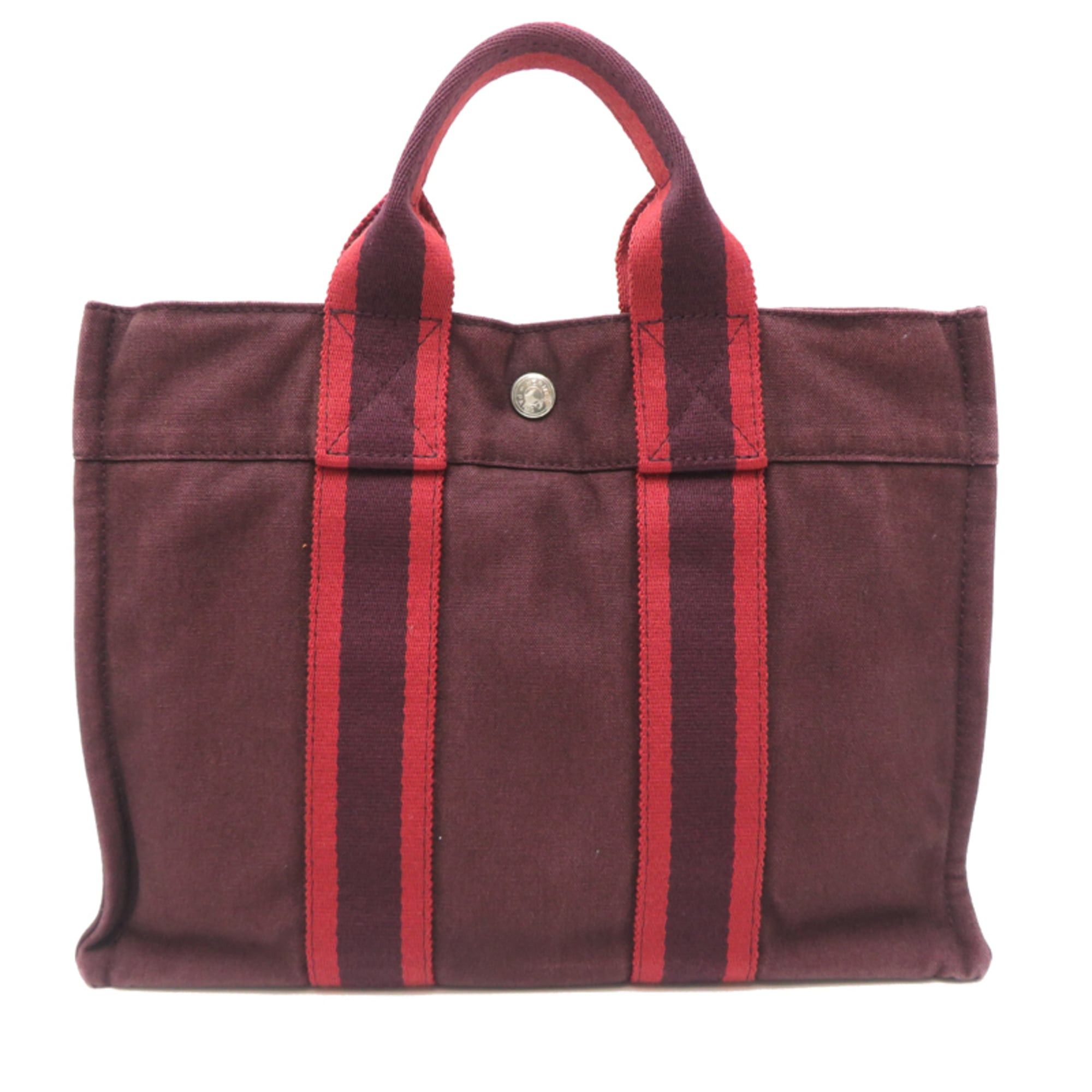 Hermes Hermes Fourre-Tout PM Women's/Men's Tote Bag, Canvas, Wine Red Size ONE SIZE - 2 Thumbnail