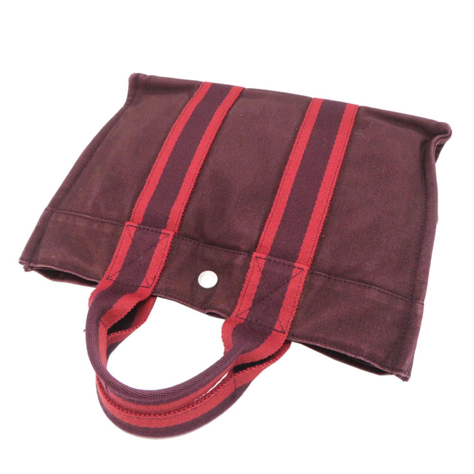 Hermes Hermes Fourre-Tout PM Women's/Men's Tote Bag, Canvas, Wine Red Size ONE SIZE - 4 Thumbnail