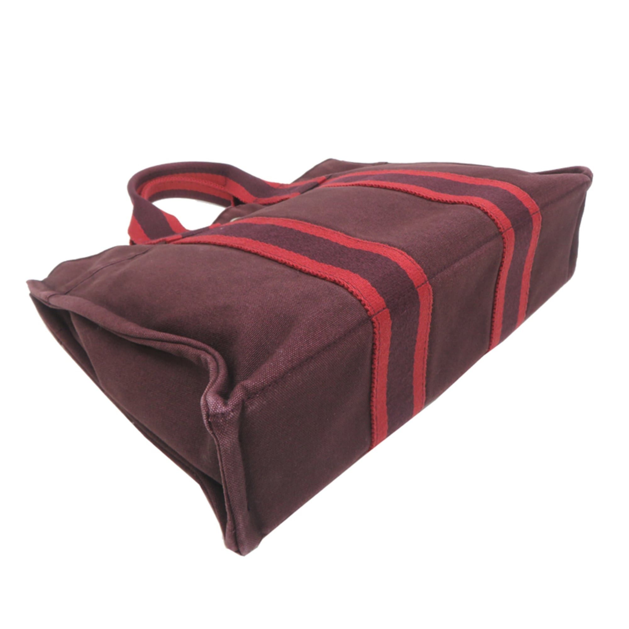 Hermes Hermes Fourre-Tout PM Women's/Men's Tote Bag, Canvas, Wine Red Size ONE SIZE - 3 Thumbnail