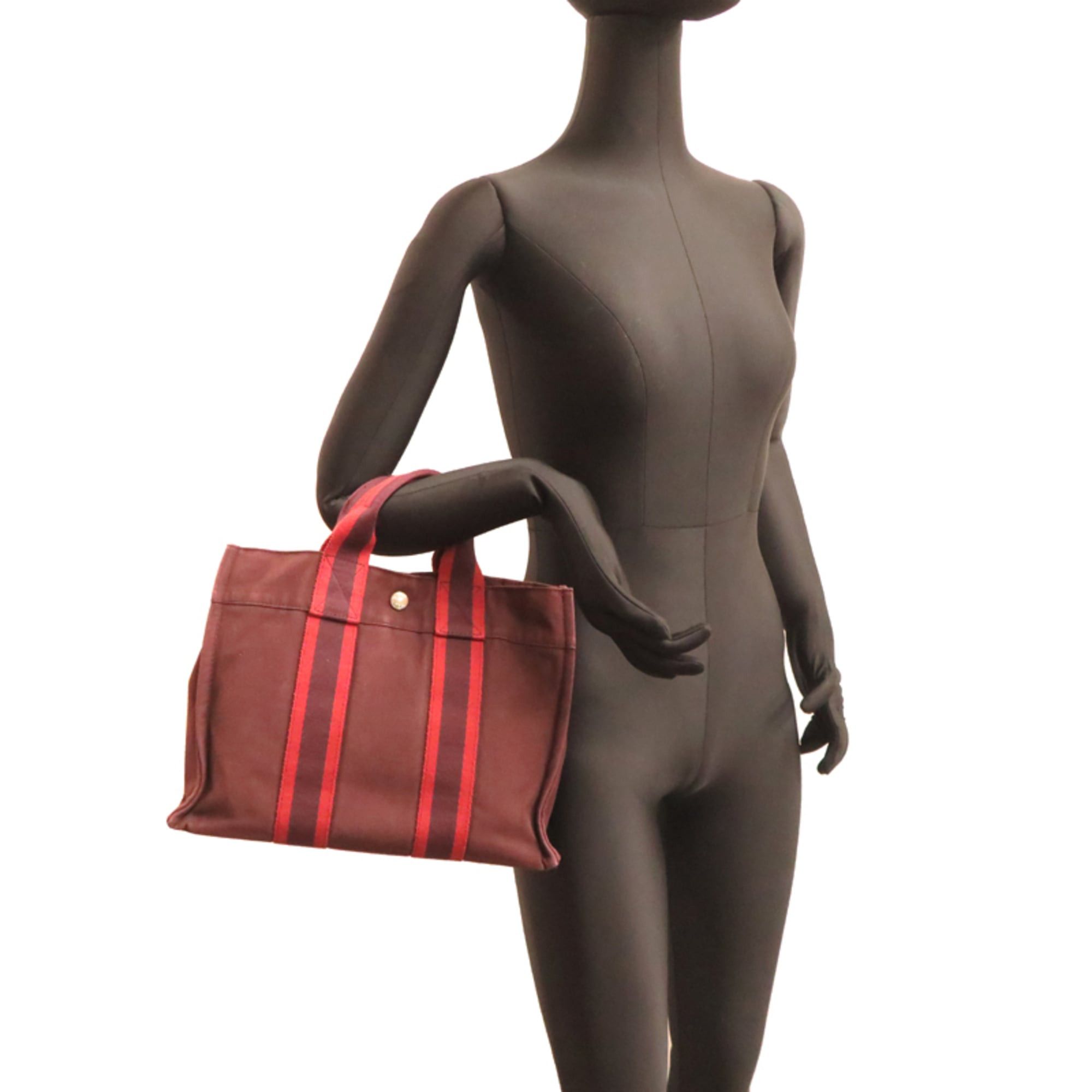 Hermes Hermes Fourre-Tout PM Women's/Men's Tote Bag, Canvas, Wine Red Size ONE SIZE - 9 Thumbnail