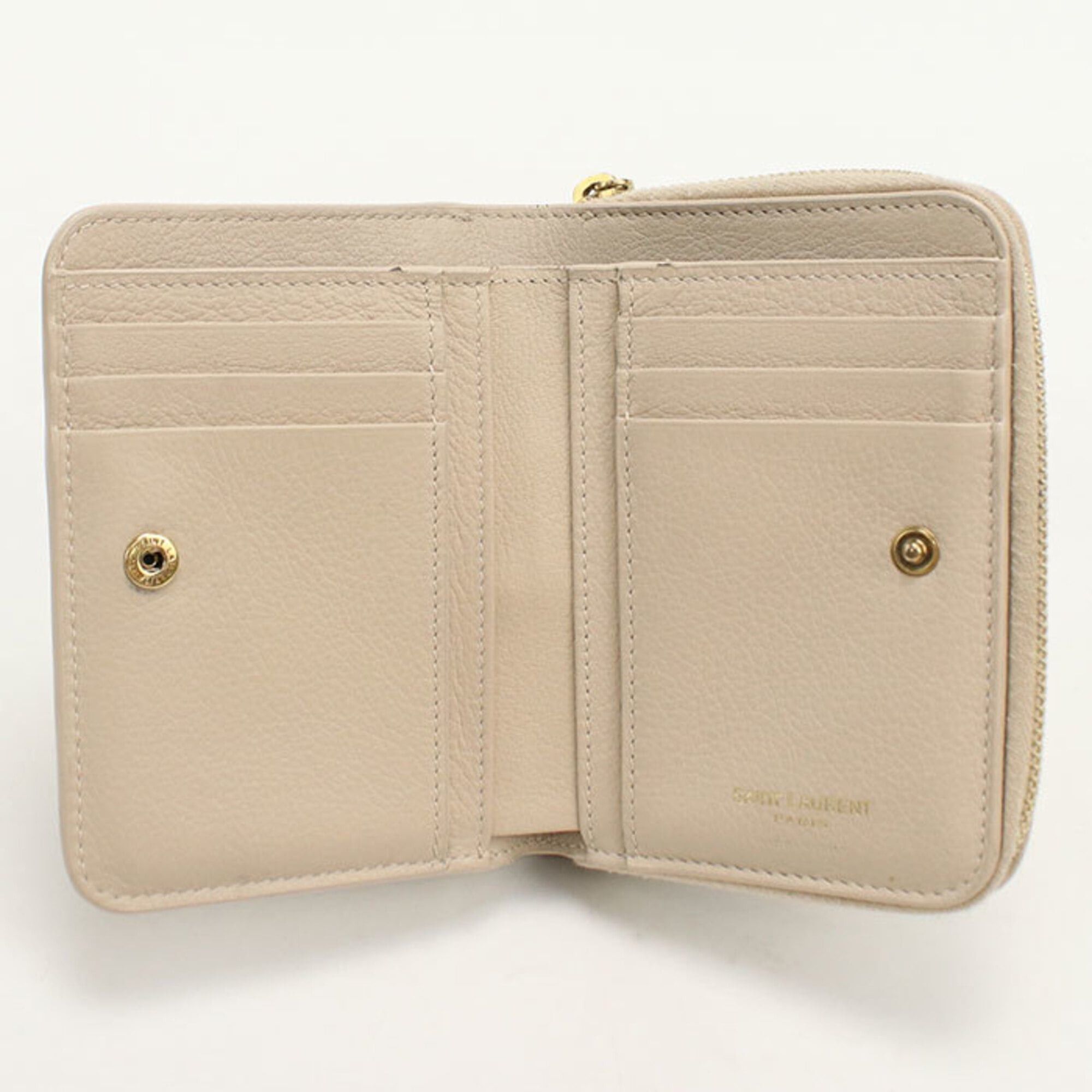 Saint Laurent Paris SAINT LAURENT Women's Bi-fold Wallet 635263 Beige Size ONE SIZE - 3 Thumbnail
