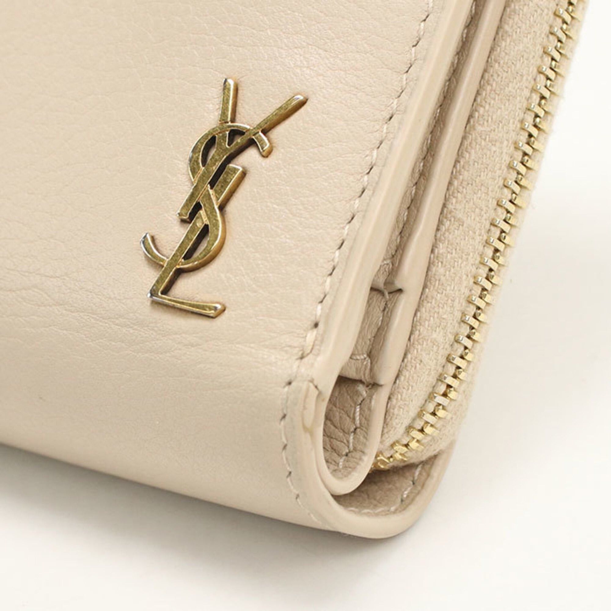 Saint Laurent Paris SAINT LAURENT Women's Bi-fold Wallet 635263 Beige Size ONE SIZE - 4 Thumbnail