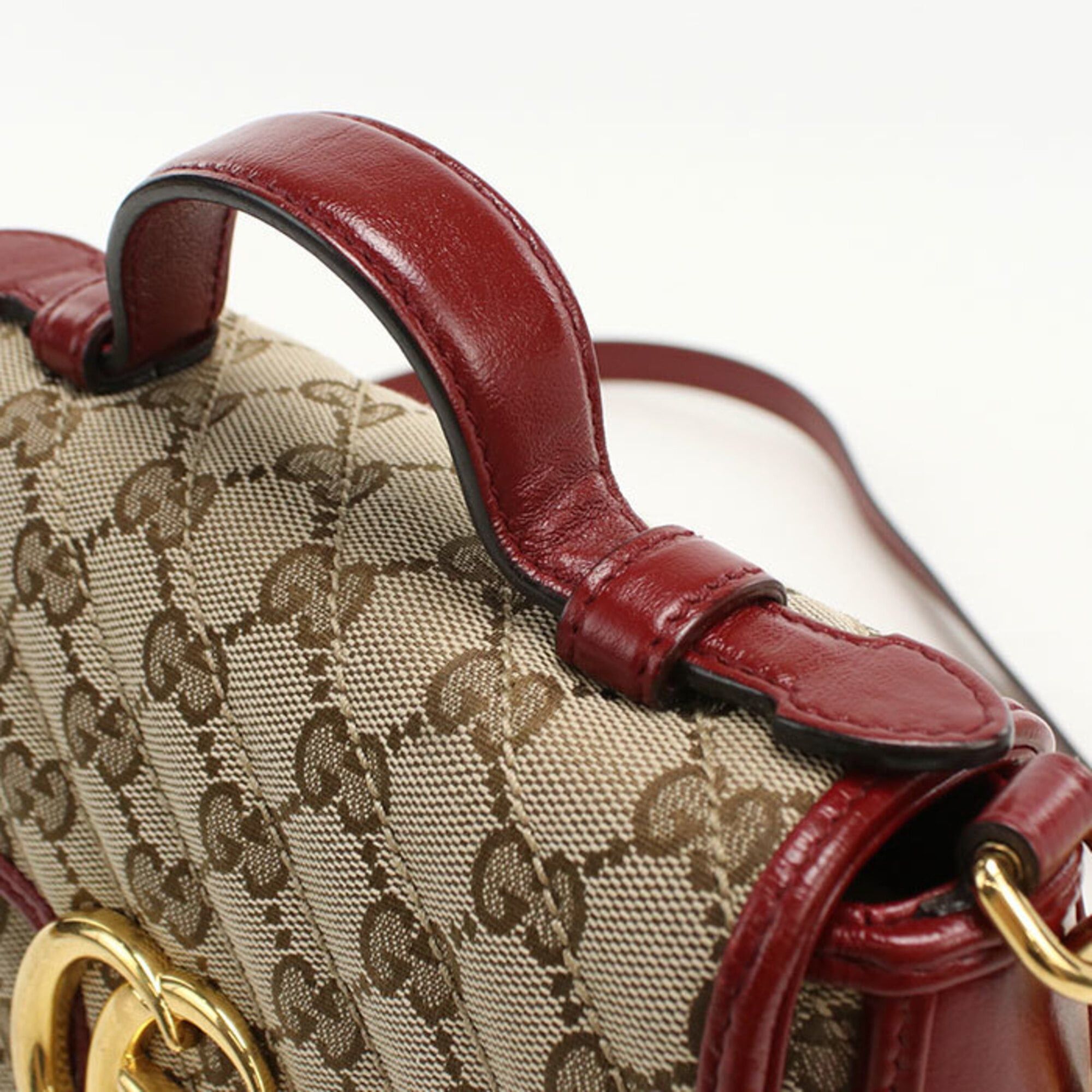Gucci GUCCI handbag 583571 Mini Top Handle Bag GG Marmont Women's Beige Size ONE SIZE - 7 Thumbnail