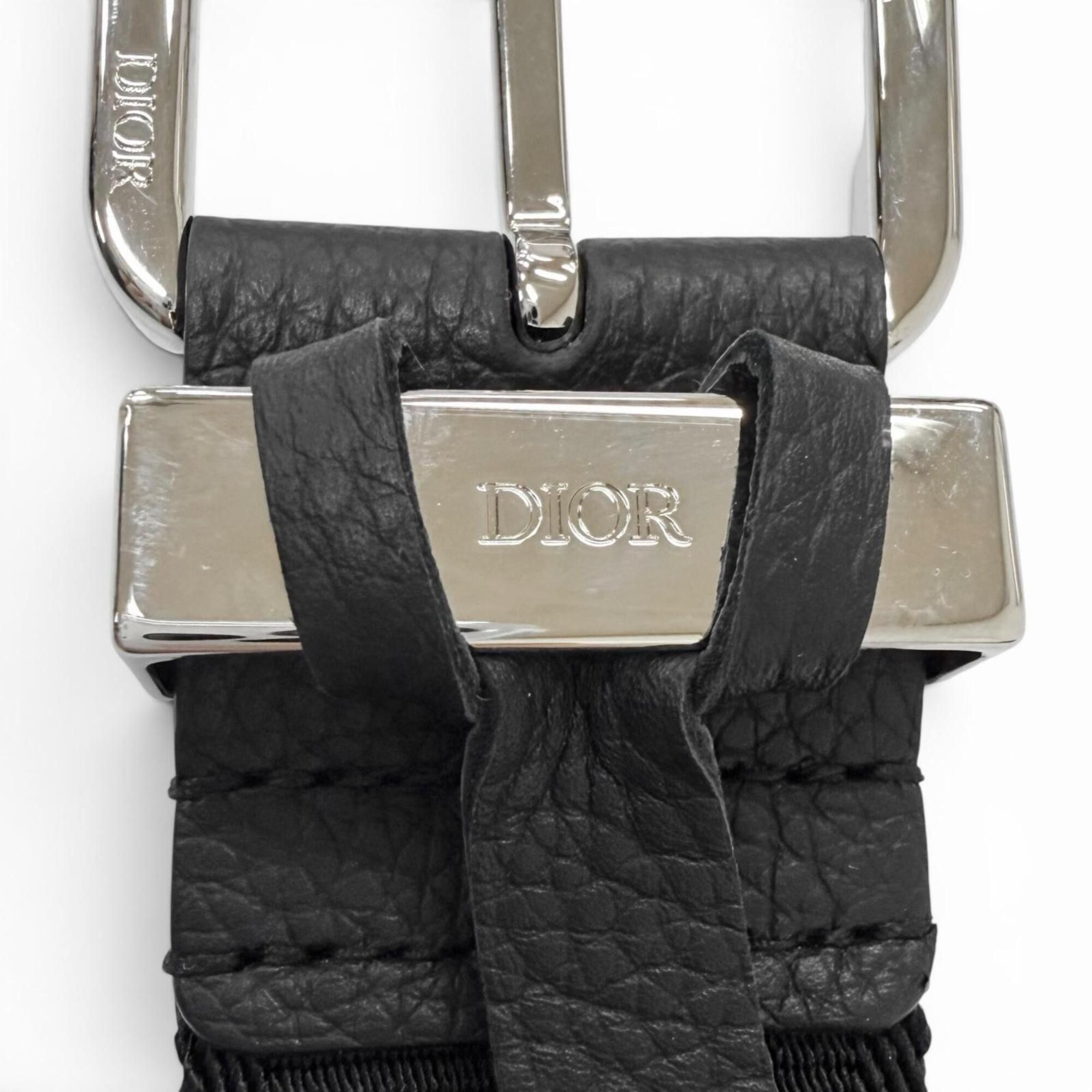 Christian Dior Monsieur DIOR Homme logo silver pin buckle belt, black, made in Italy. Recommended for both men and women. Size ONE SIZE - 10 Thumbnail