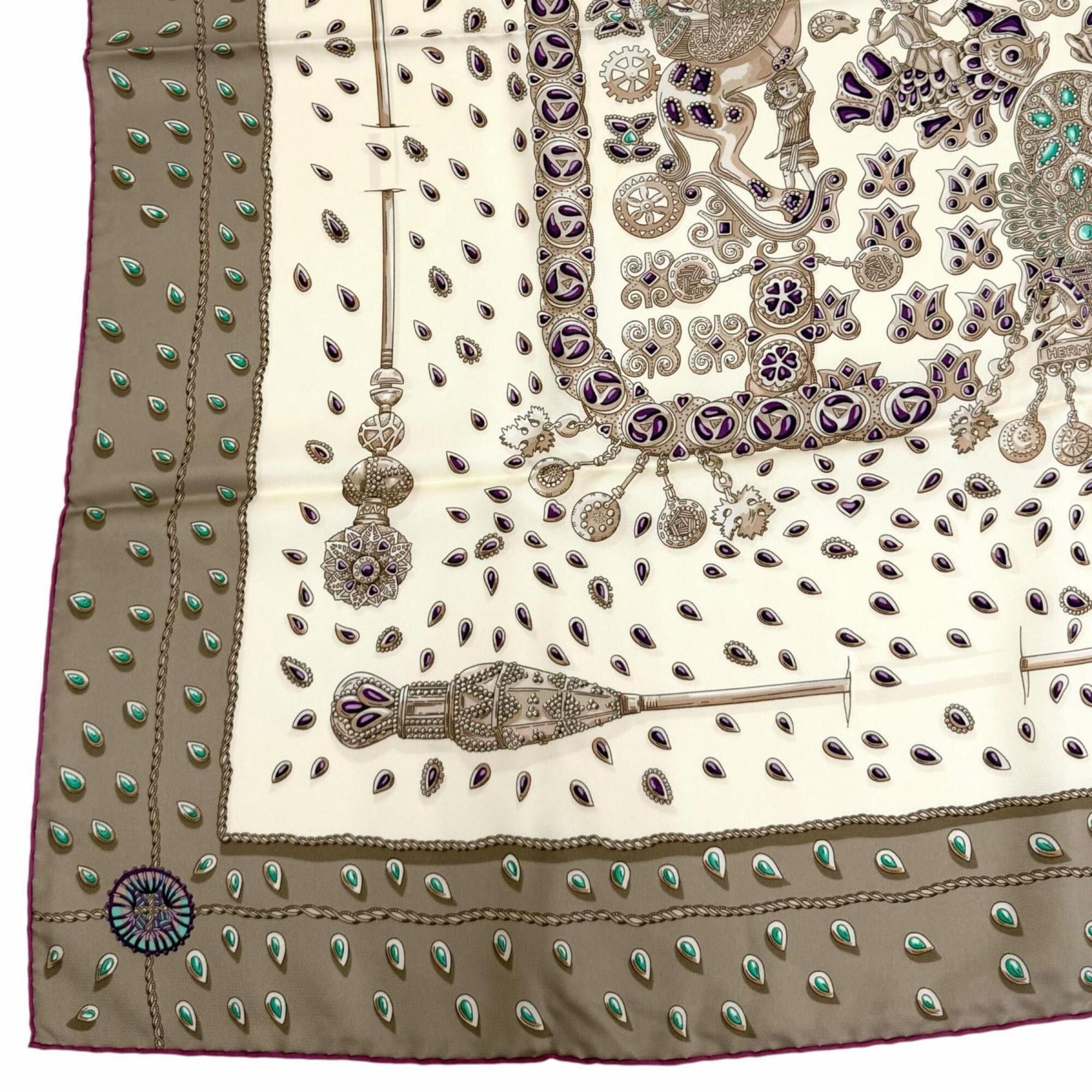 Hermes HERMES Carre 90 TRESORS RETROUVES (Hidden Treasures) 100% Silk Scarf/Muffler, Multi-color, Made in France, Women's, with Box. Size ONE SIZE - 6 Thumbnail