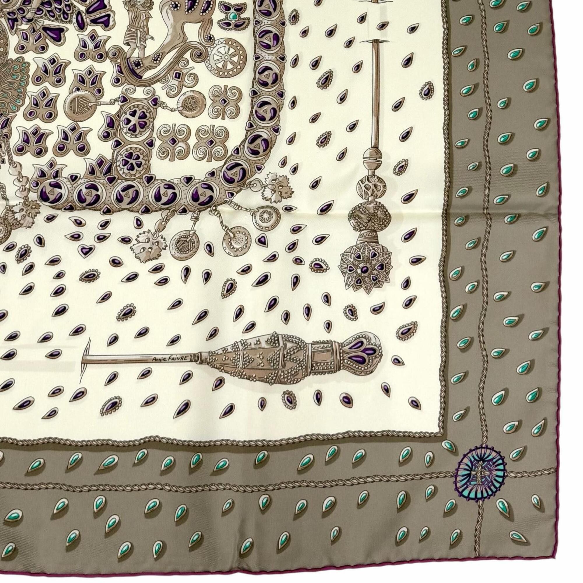 Hermes HERMES Carre 90 TRESORS RETROUVES (Hidden Treasures) 100% Silk Scarf/Muffler, Multi-color, Made in France, Women's, with Box. Size ONE SIZE - 5 Thumbnail