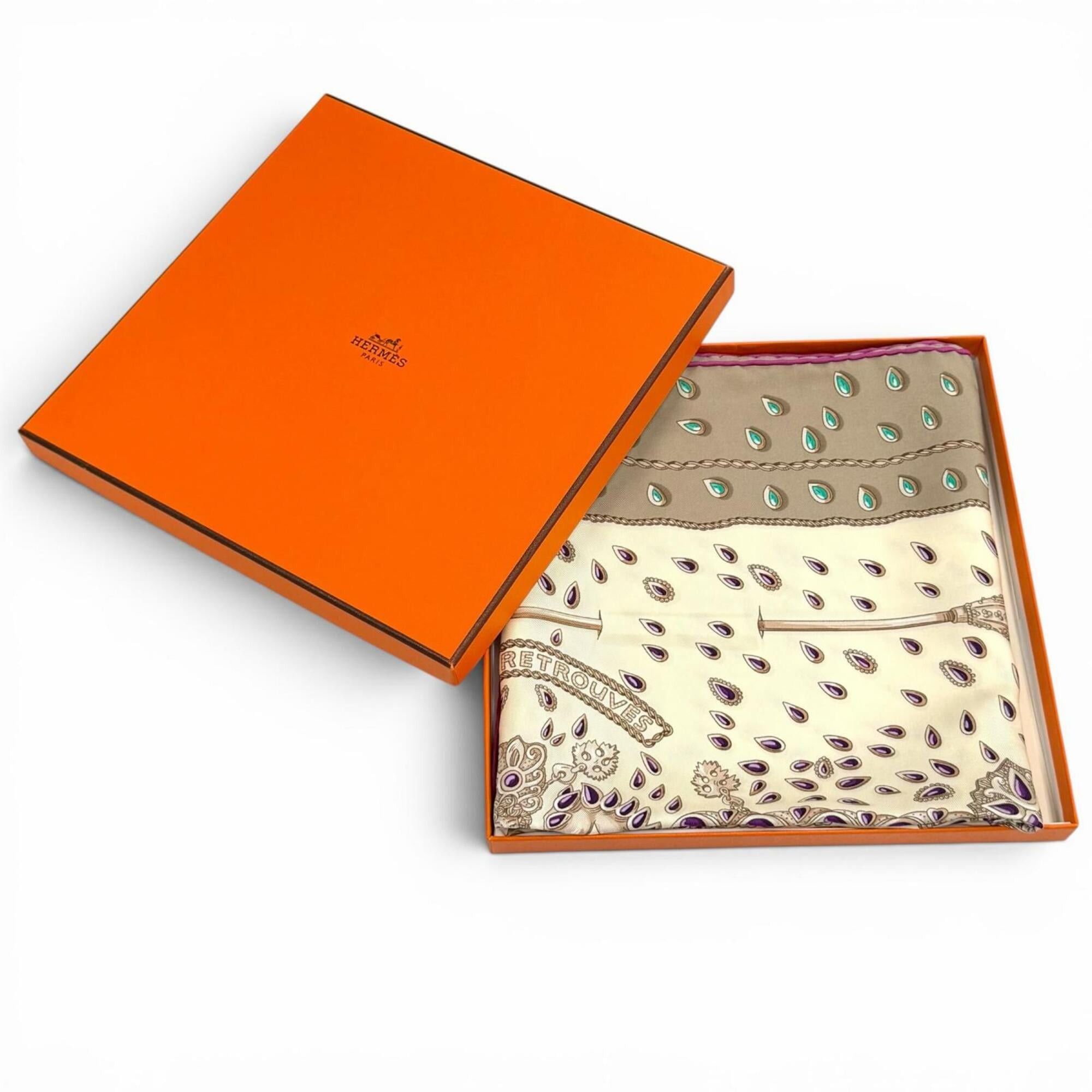 Hermes HERMES Carre 90 TRESORS RETROUVES (Hidden Treasures) 100% Silk Scarf/Muffler, Multi-color, Made in France, Women's, with Box. Size ONE SIZE - 2 Thumbnail