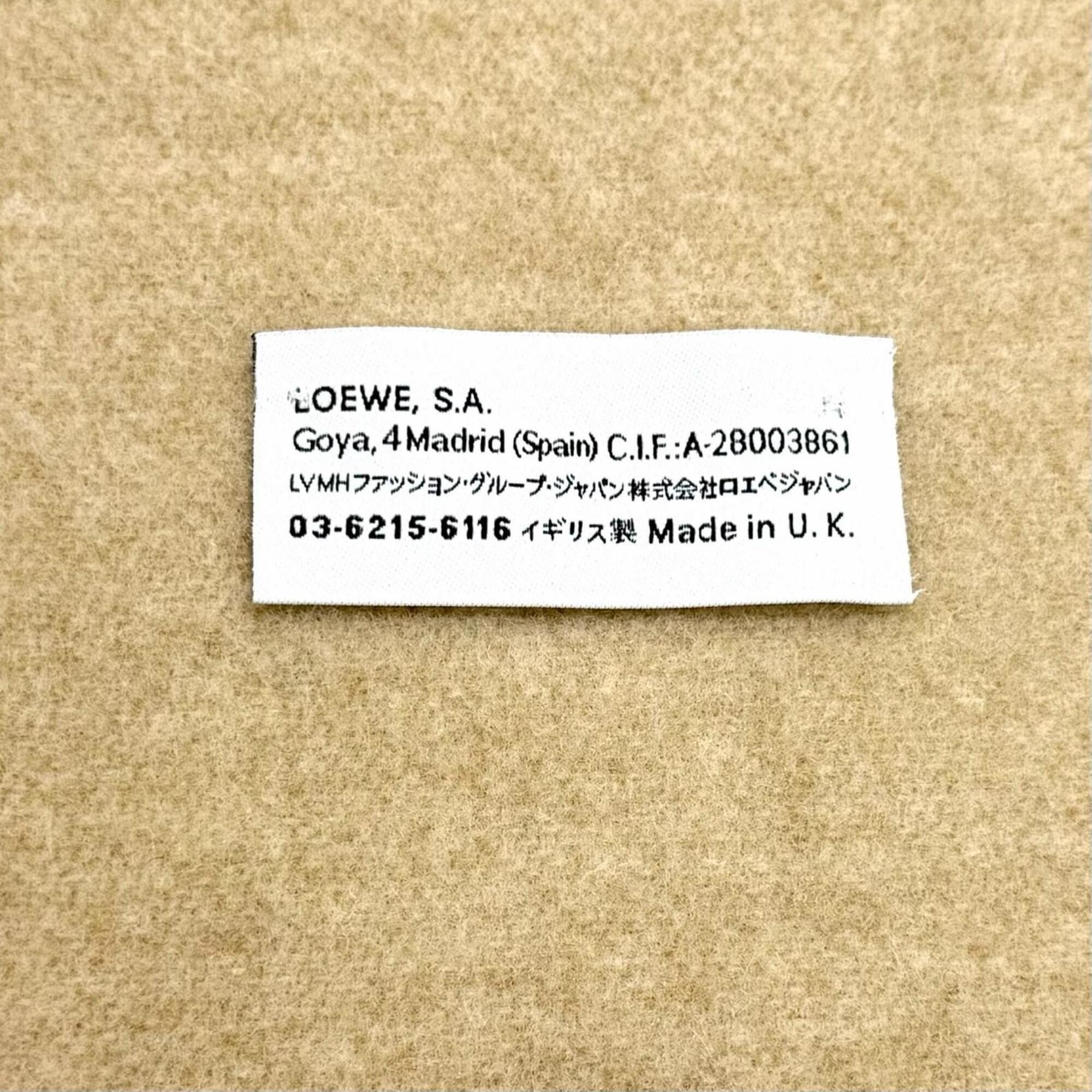 Loewe LOEWE F810250X01 Bicolor Scarf/Muffler, Wool/Cashmere Blend, Ivory/Sand, Current Model, Anagram Embroidery, Fringe Stole/Muffler, Made in England, Authentic, Women's Size ONE SIZE - 6 Thumbnail