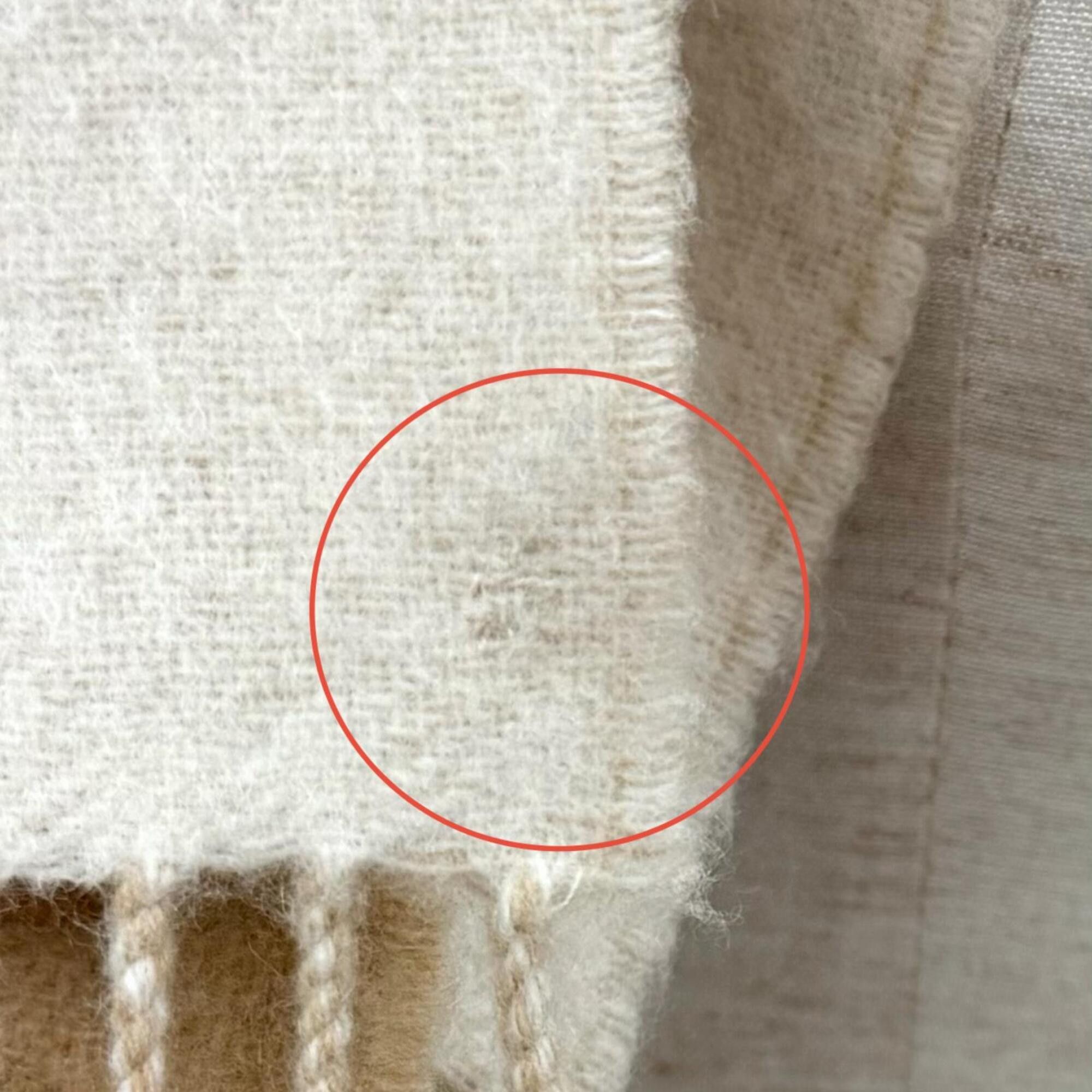 Loewe LOEWE F810250X01 Bicolor Scarf/Muffler, Wool/Cashmere Blend, Ivory/Sand, Current Model, Anagram Embroidery, Fringe Stole/Muffler, Made in England, Authentic, Women's Size ONE SIZE - 8 Thumbnail