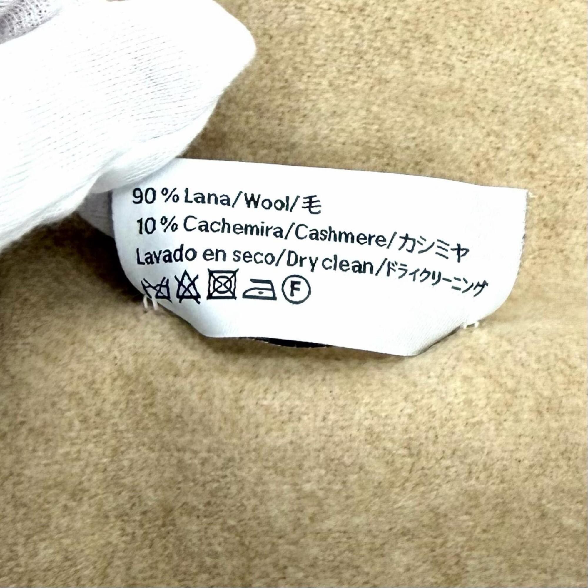 Loewe LOEWE F810250X01 Bicolor Scarf/Muffler, Wool/Cashmere Blend, Ivory/Sand, Current Model, Anagram Embroidery, Fringe Stole/Muffler, Made in England, Authentic, Women's Size ONE SIZE - 7 Thumbnail