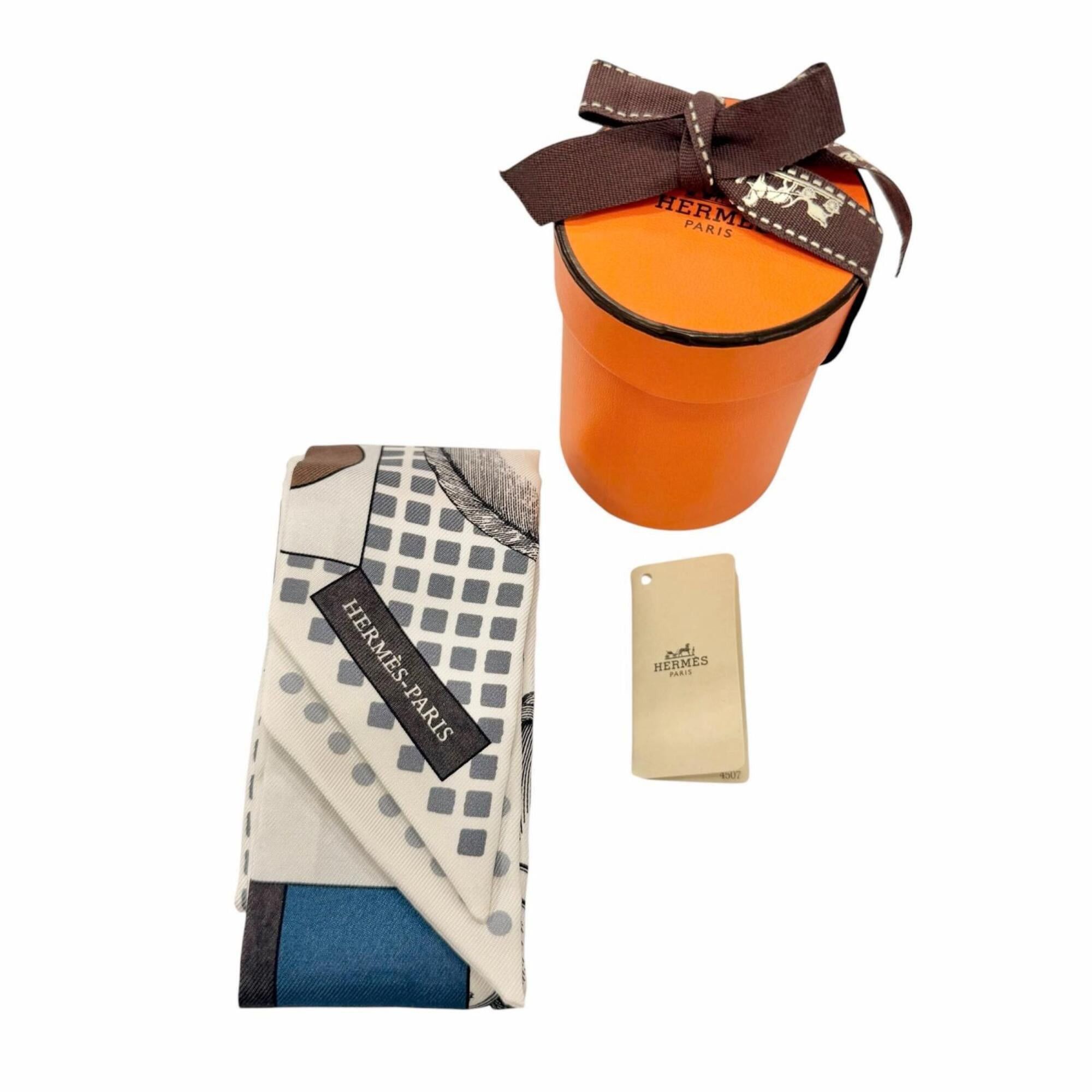 Hermes HERMES Twilly CAVALIER EN FORMES (Cavalier en Formes) 100% Silk Scarf/Muffler, Multi-color, Made in France, Women's, with Box. Size ONE SIZE - 2 Thumbnail