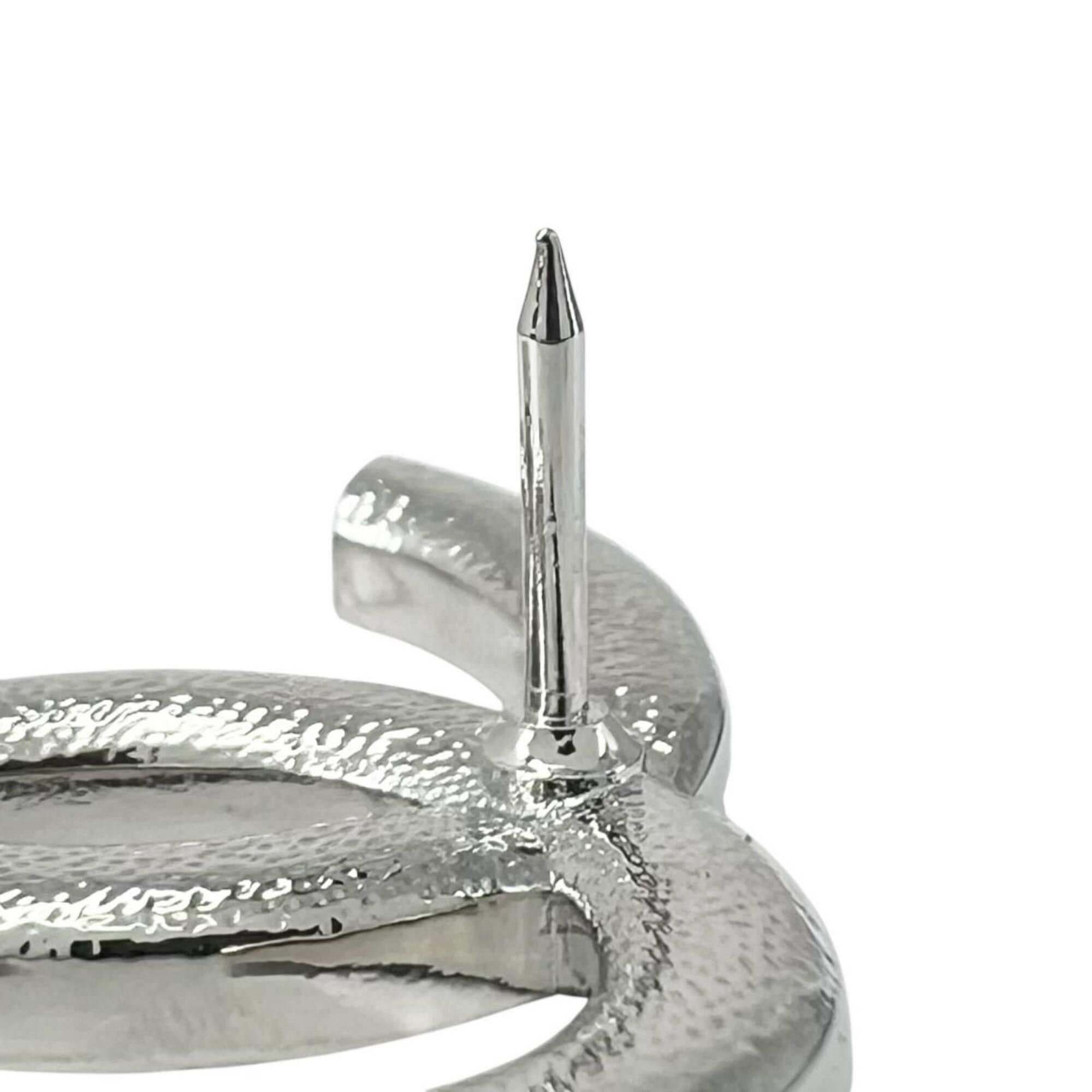 Chanel CHANEL B23 Coco Mark Heart Rhinestone Pin Badge Brooch, Silver, Made in Italy, Women's Size ONE SIZE - 4 Thumbnail