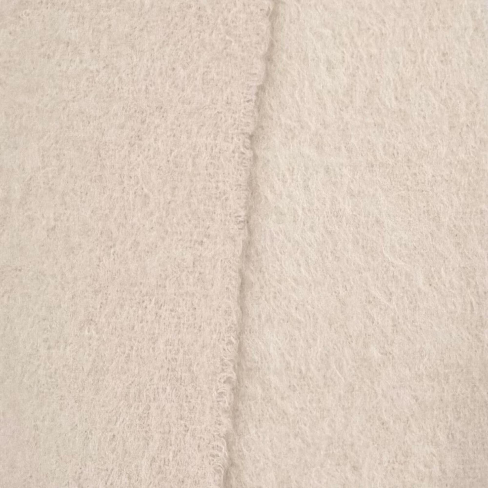Loewe LOEWE Mohair Wool Blend Fringe Anagram Leather Patch Long Stole/Scarf, Ivory, Made in Spain, Authentic, Women's Size ONE SIZE - 2 Thumbnail