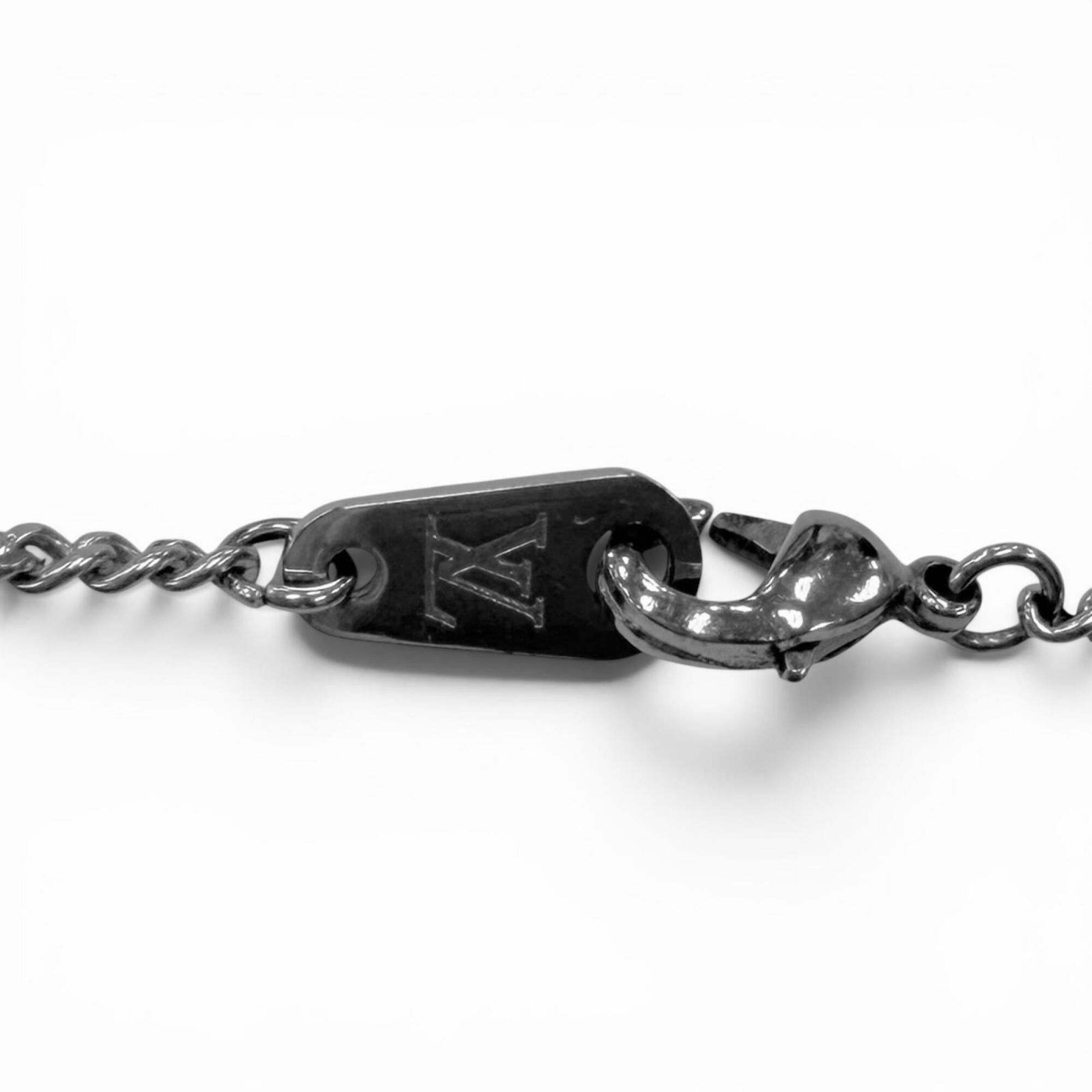 Louis Vuitton LOUIS VUITTON (Louis Vuitton) 2022 Model M00911 Necklace - LV Award Pendant Accessory, Silver & Black, Made in Italy, Men's Size ONE SIZE - 4 Thumbnail